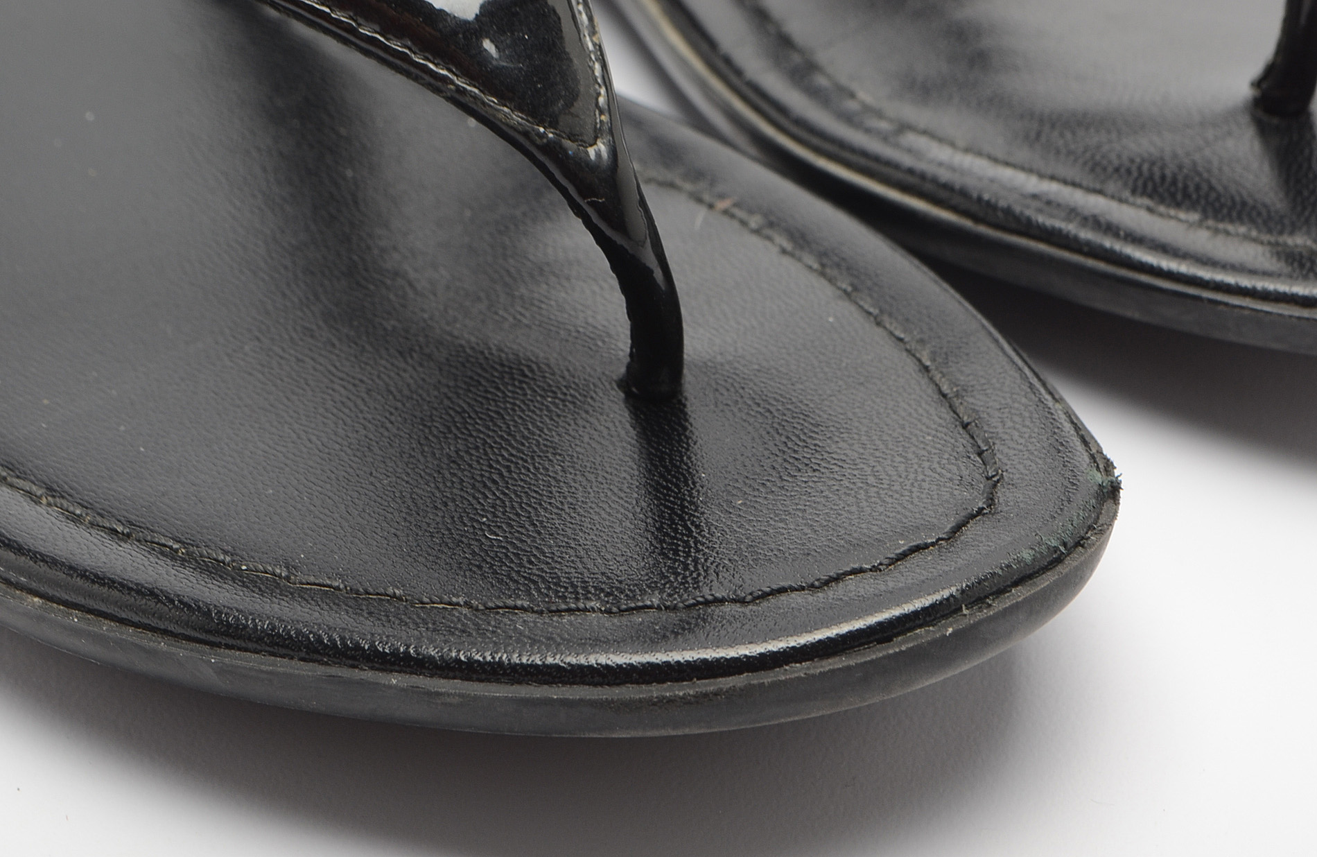 Prada Black Patent Leather Sandals