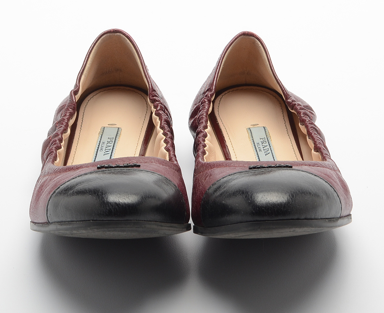 Women's Prada Leather Cap Toe Ballet Flats