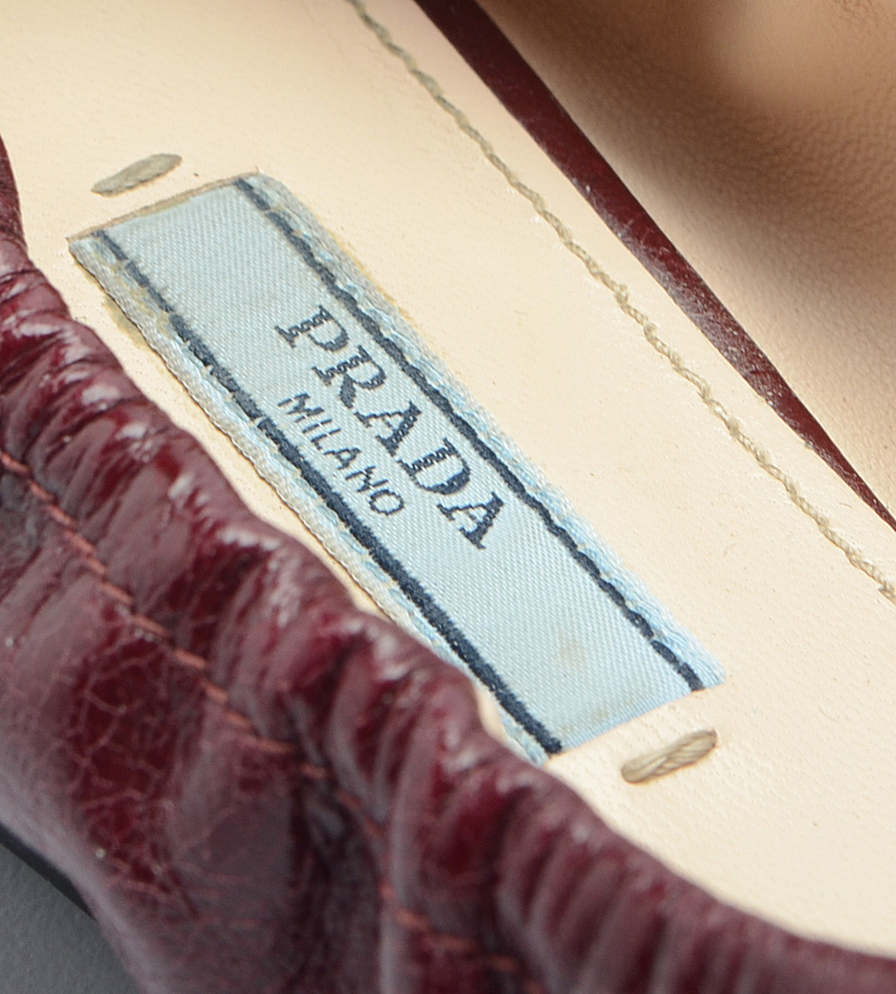 Women's Prada Leather Cap Toe Ballet Flats