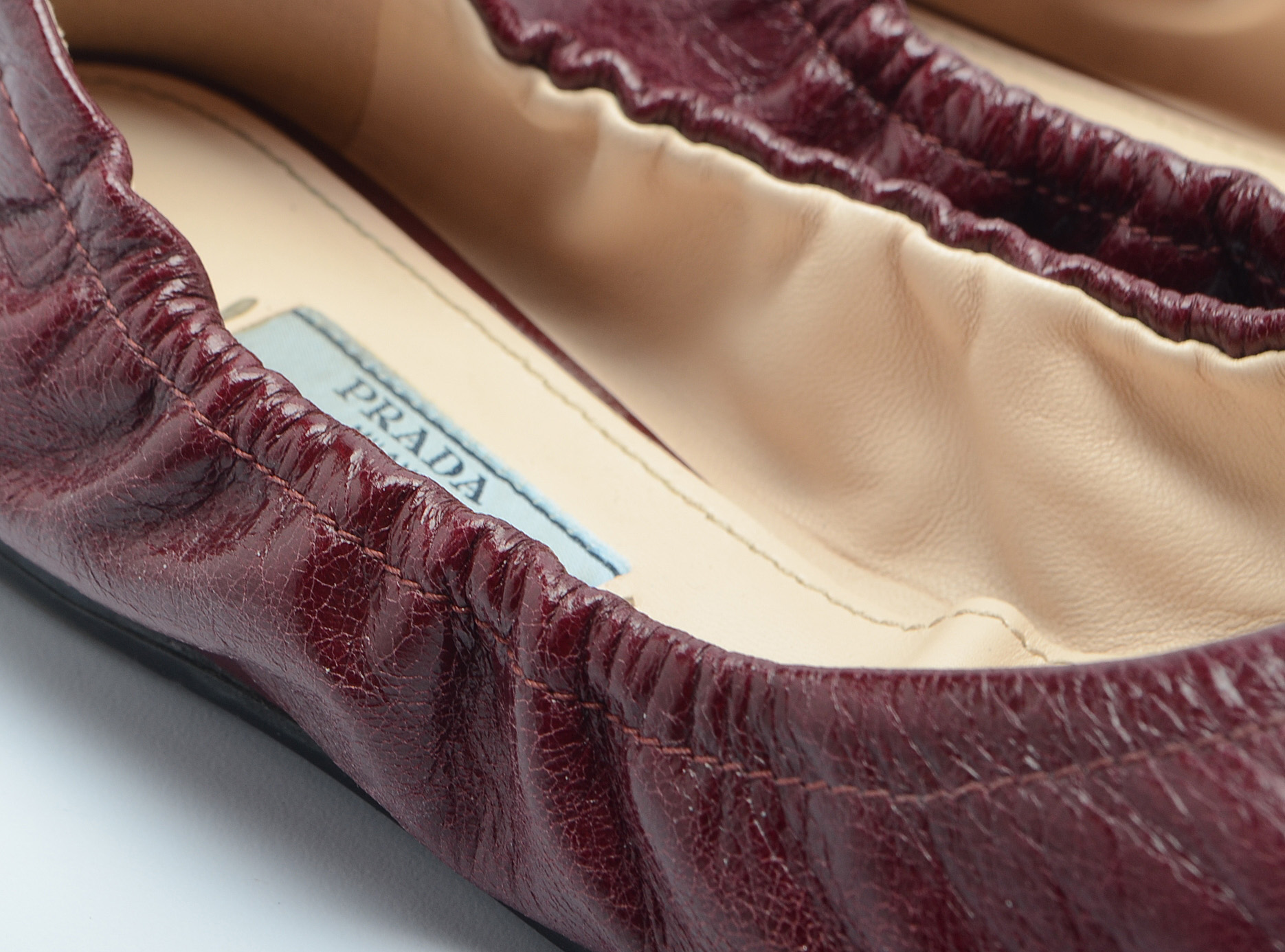 Women's Prada Leather Cap Toe Ballet Flats