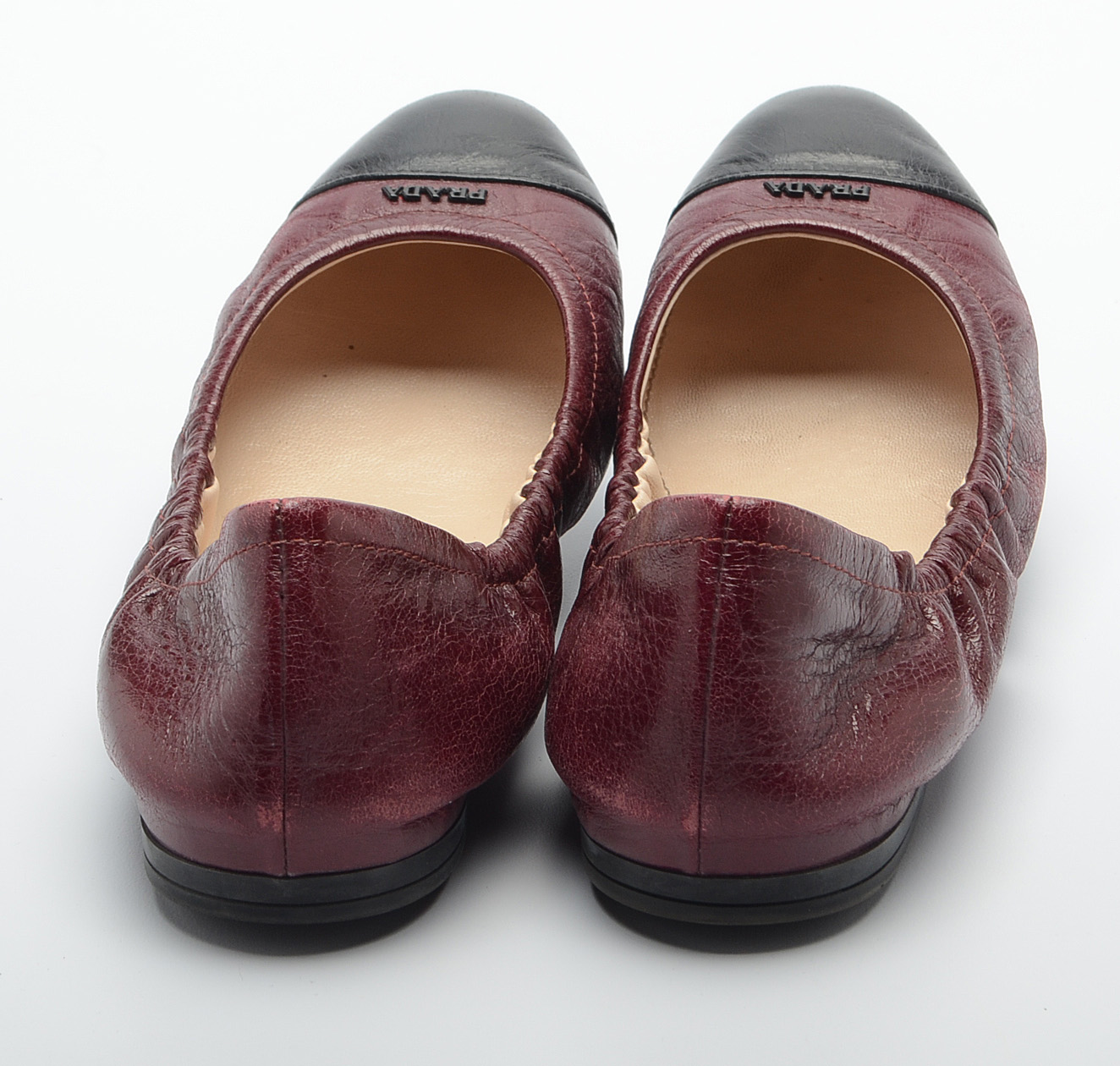 Women's Prada Leather Cap Toe Ballet Flats