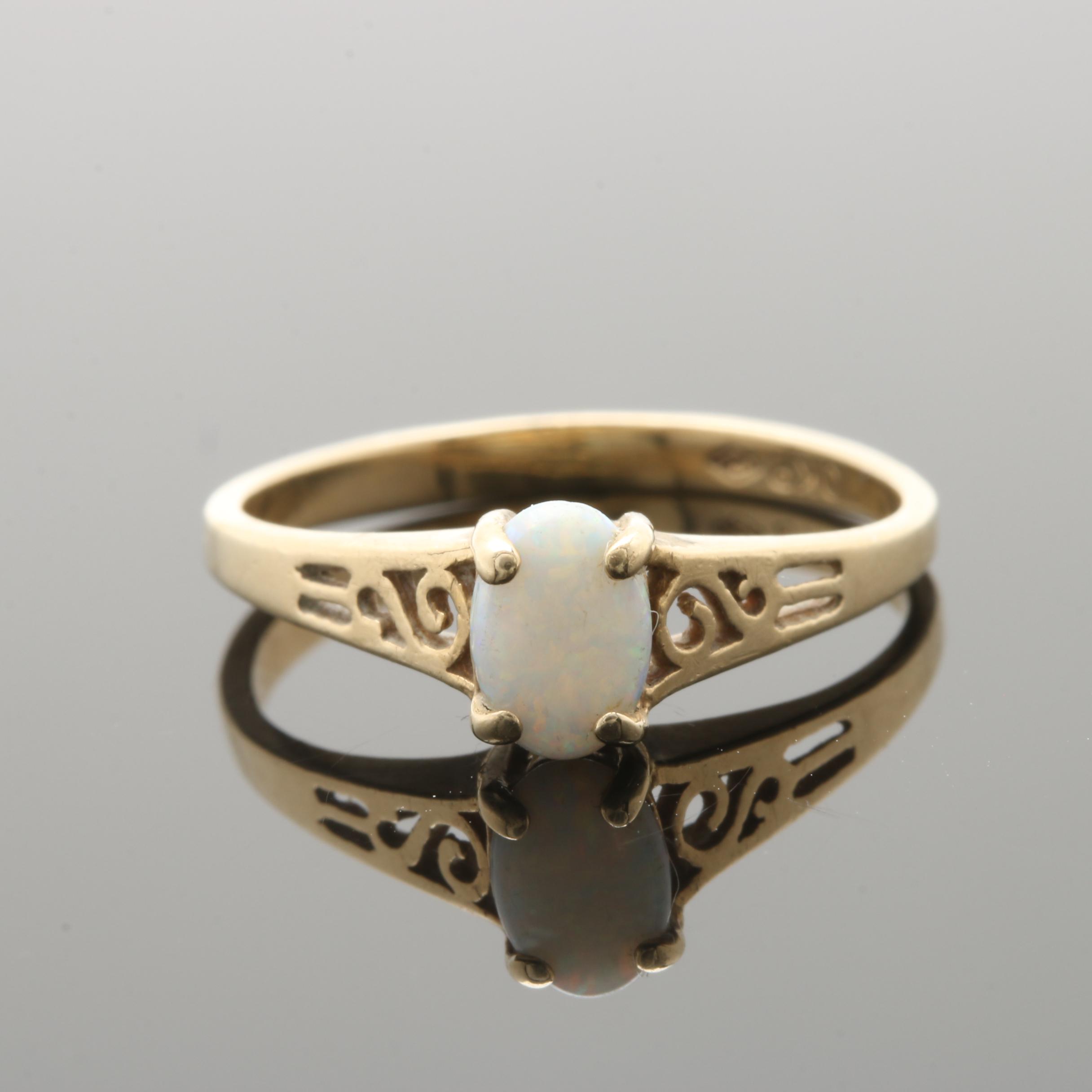 Sterling Silver, 10K and 14K Gold Brooch and Opal Ring Including James Avery