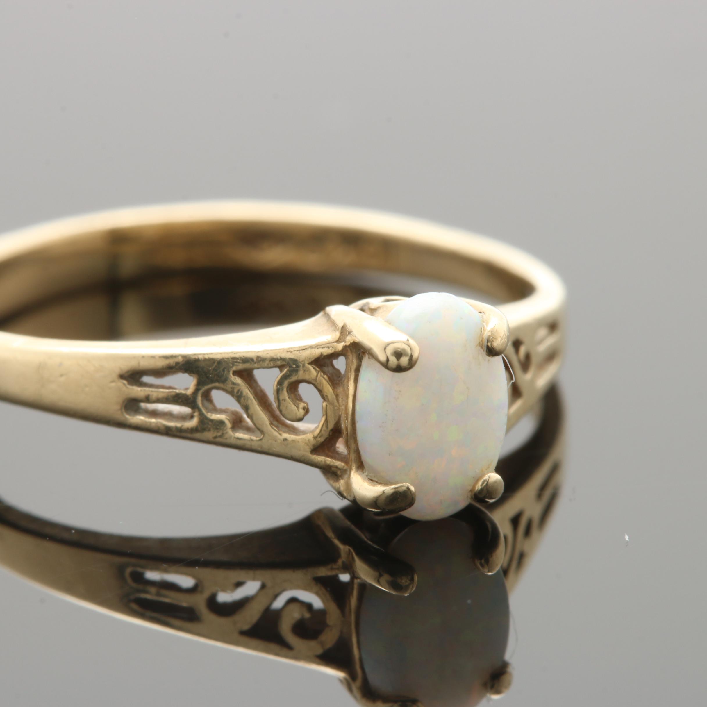 Sterling Silver, 10K and 14K Gold Brooch and Opal Ring Including James Avery