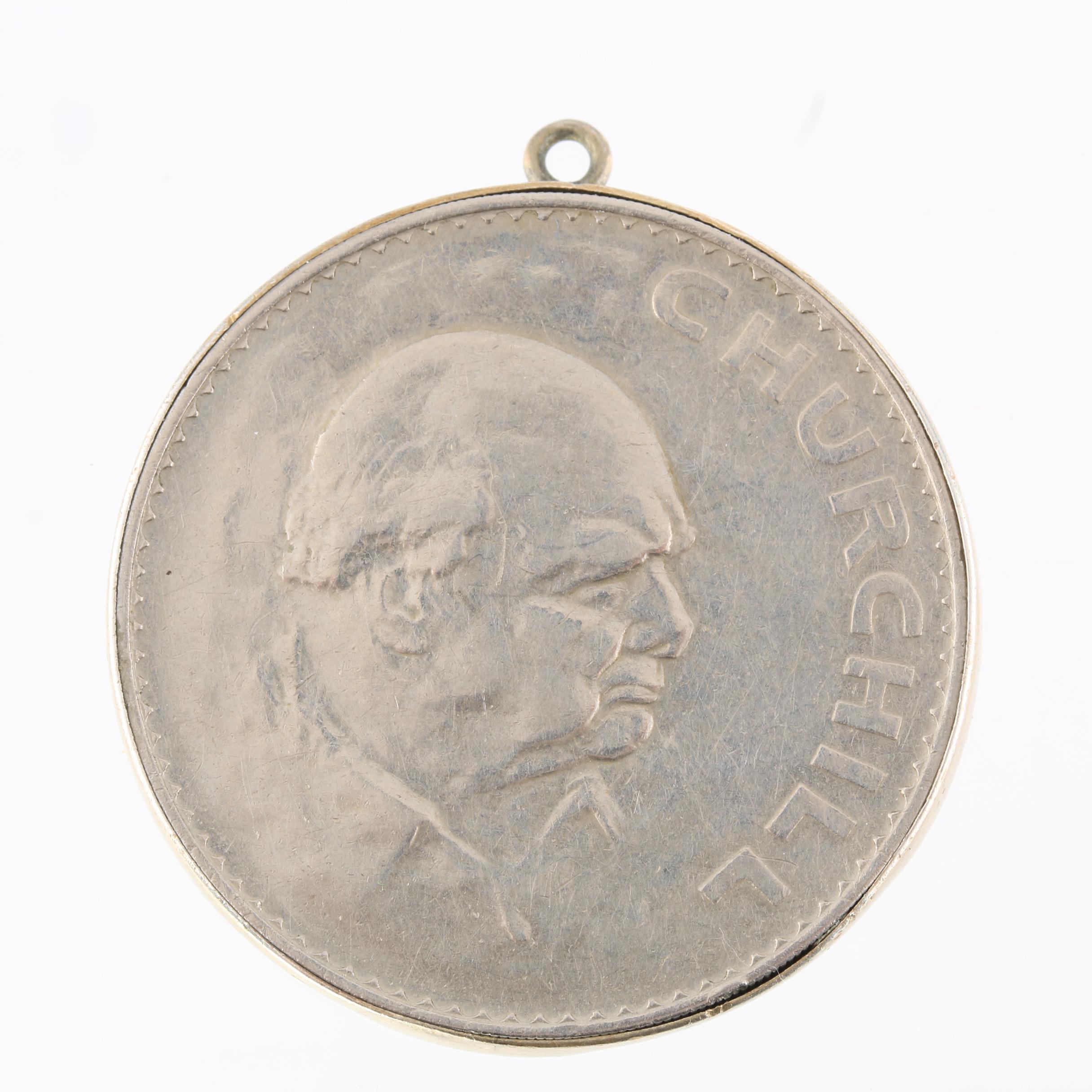 1965 United Kingdom One Crown Coin and a 1965 Mexico Fifty Centavos Coin