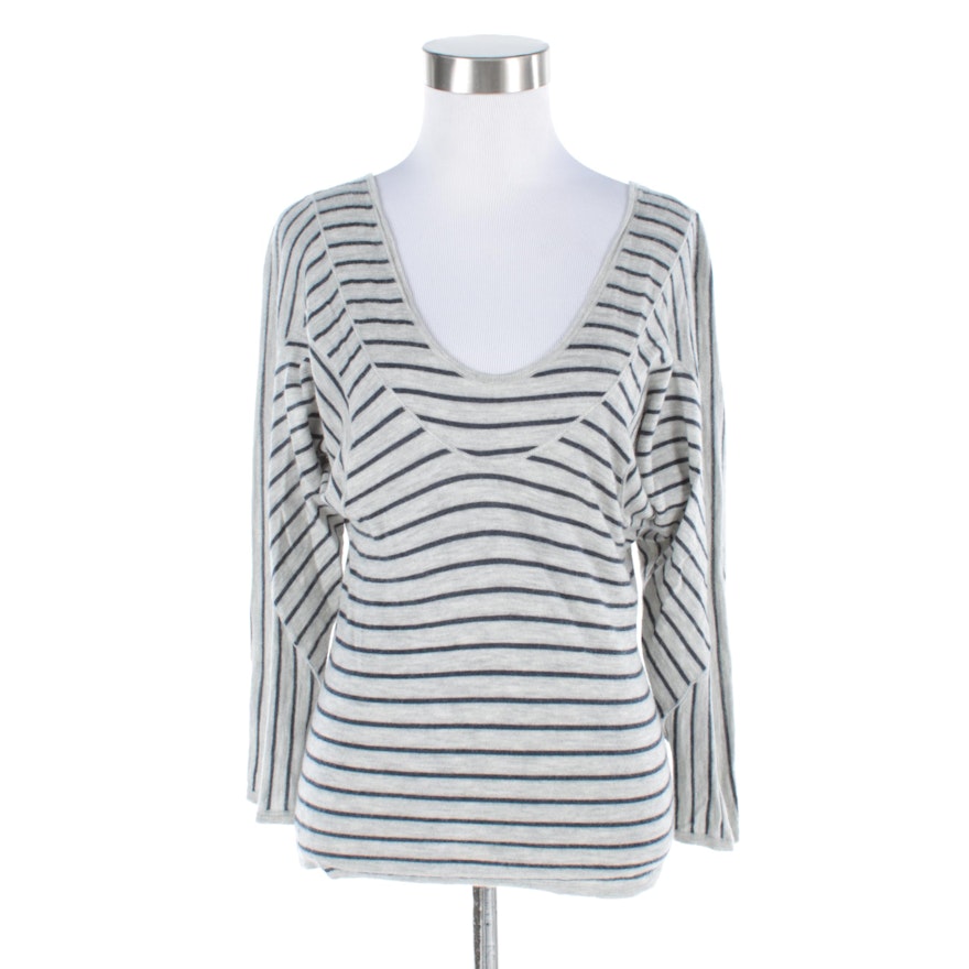 Marni Cashmere Dolman Shirt with Scooped Neckline