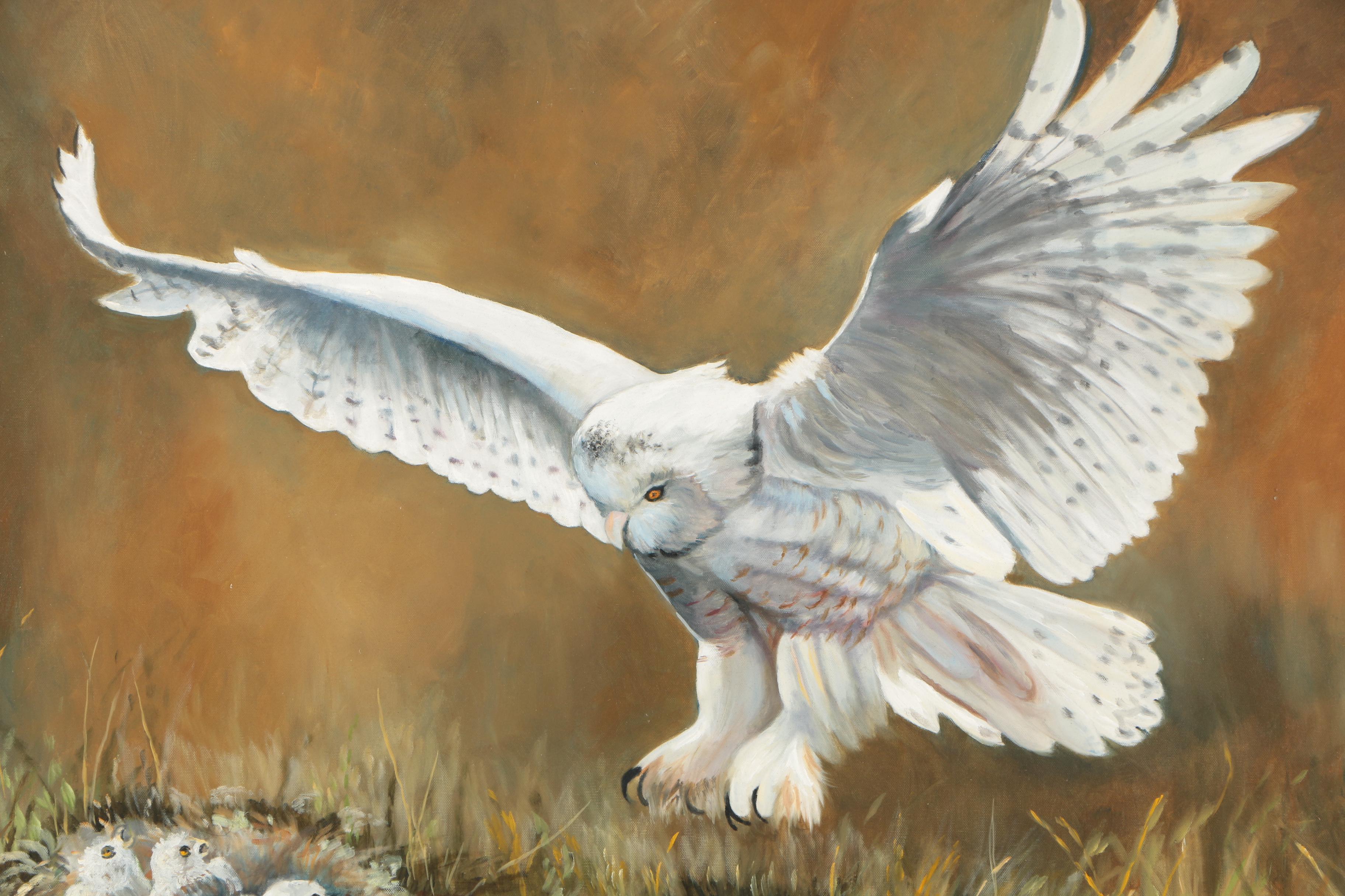 Charlene Mitchel Acrylic Painting "Owl and Owlets"