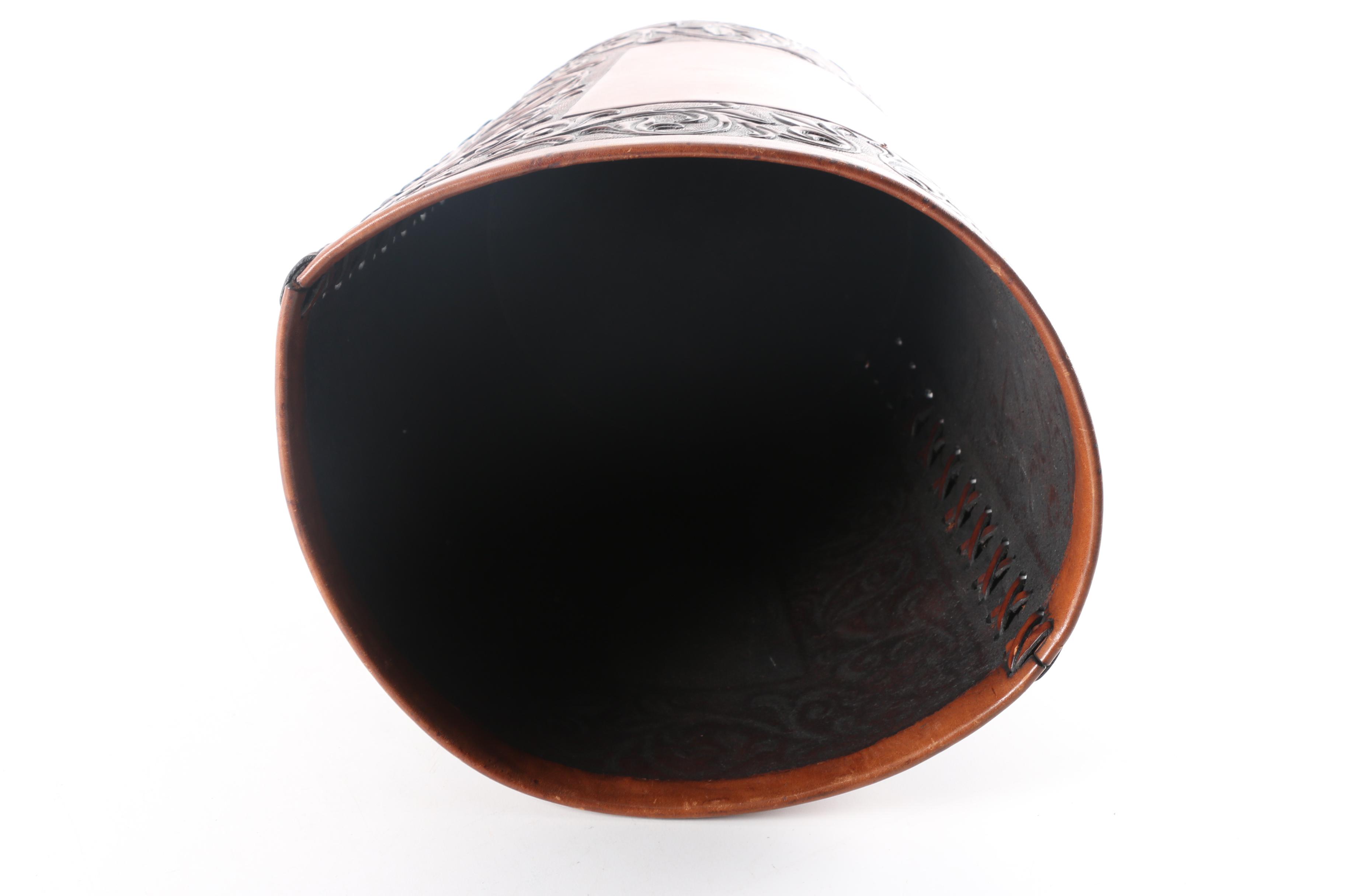 Tooled Leather Waste Paper Baskets