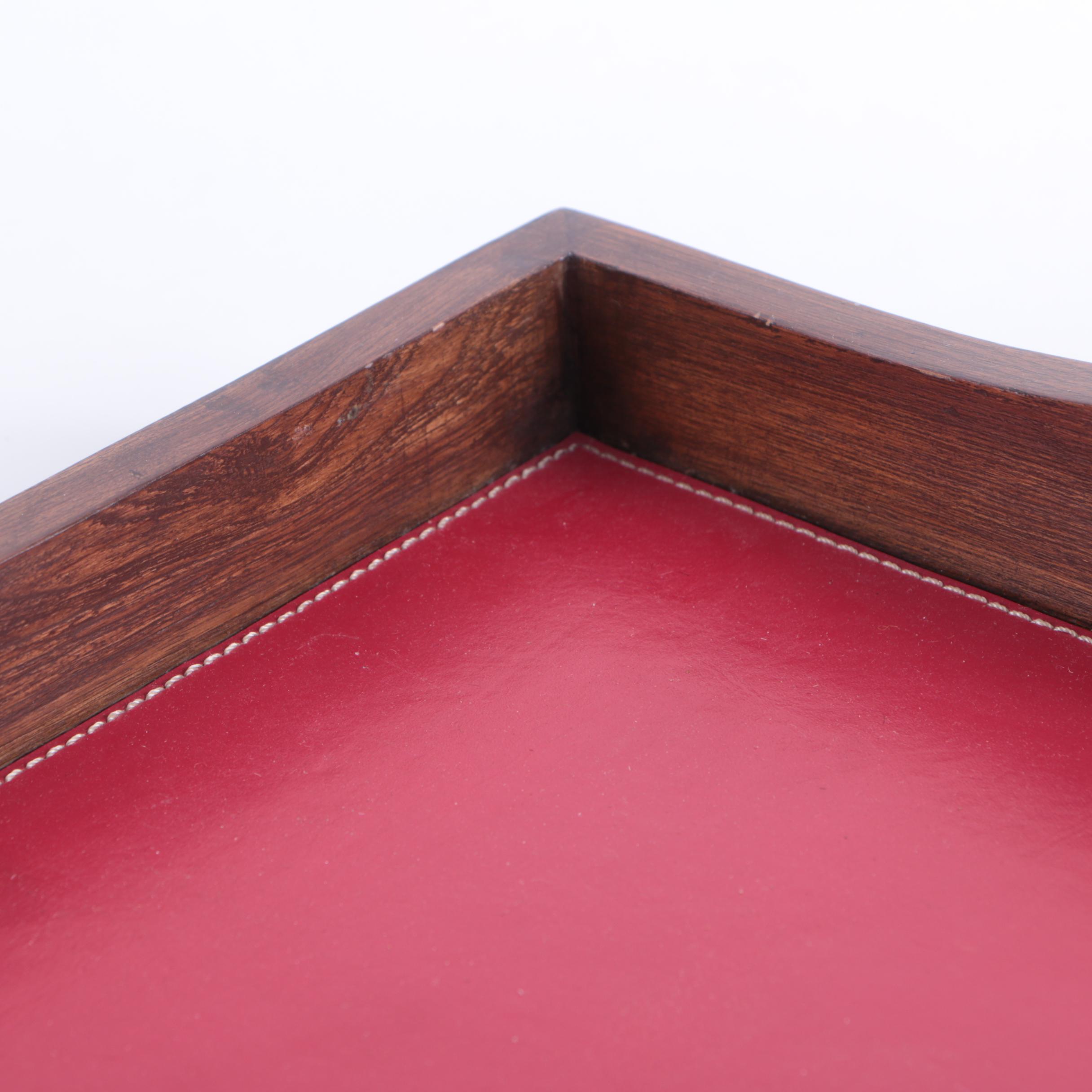 Wood and Leather Serving Tray