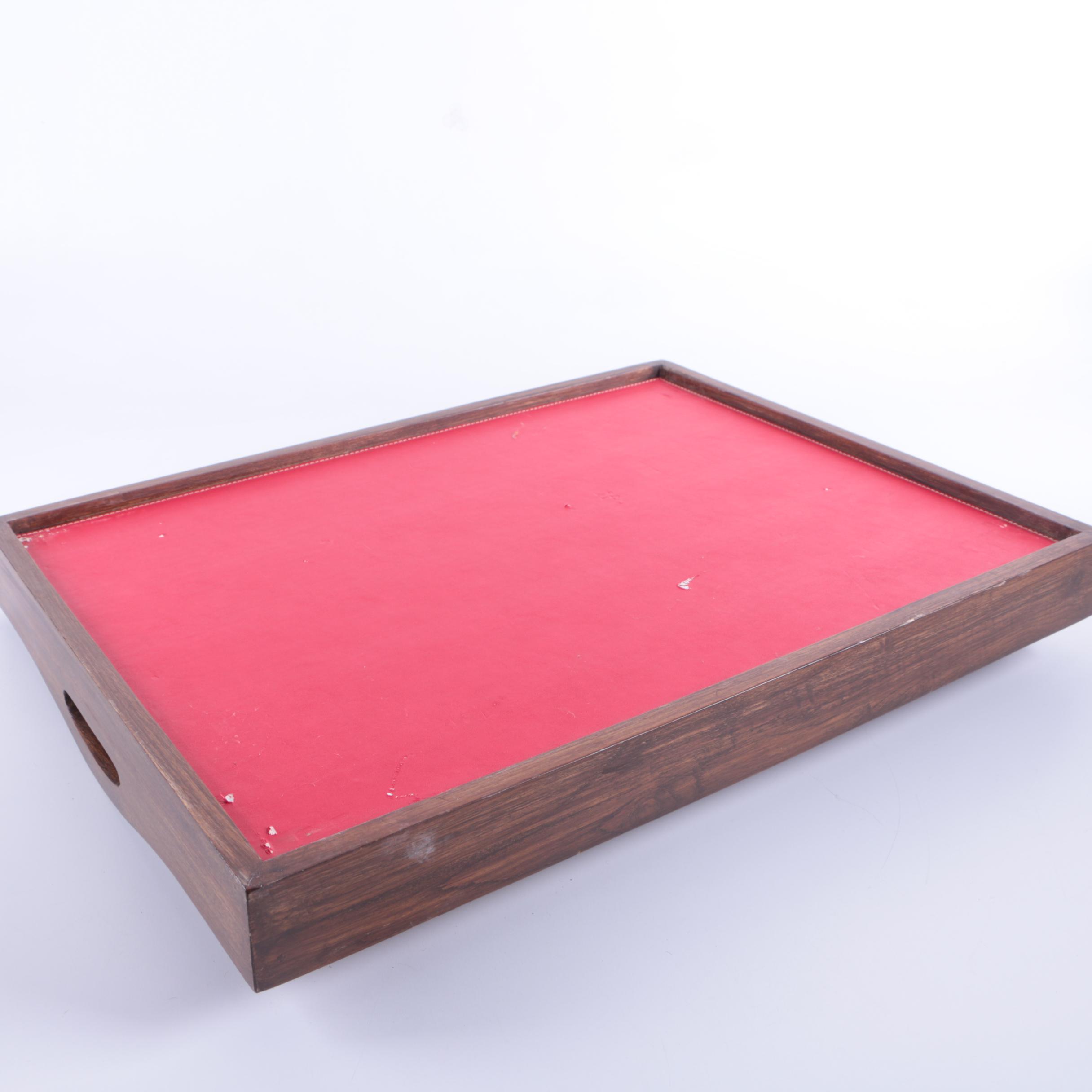 Wood and Leather Serving Tray