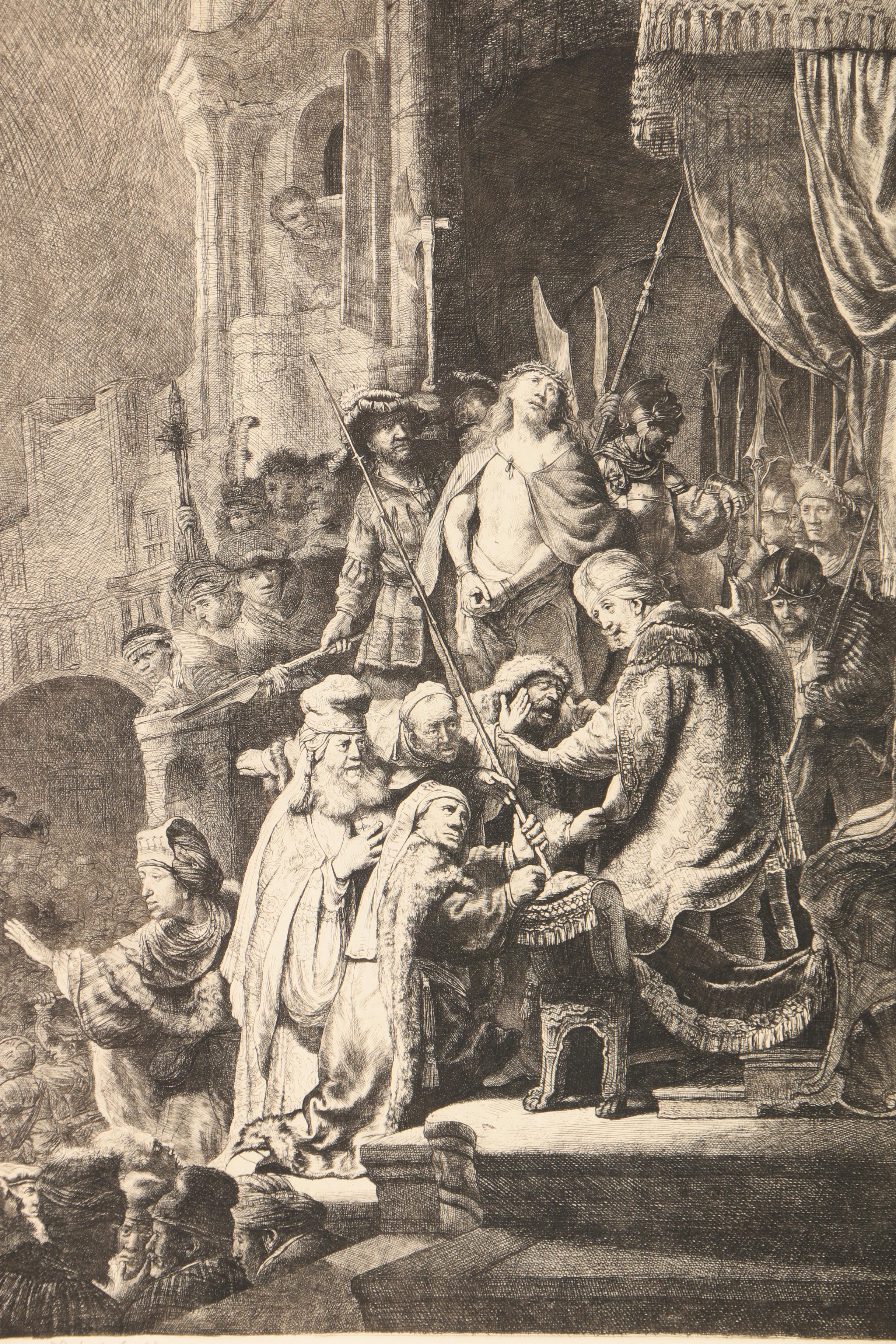Rembrandt Restrike Etching "Christ Before Pilate"