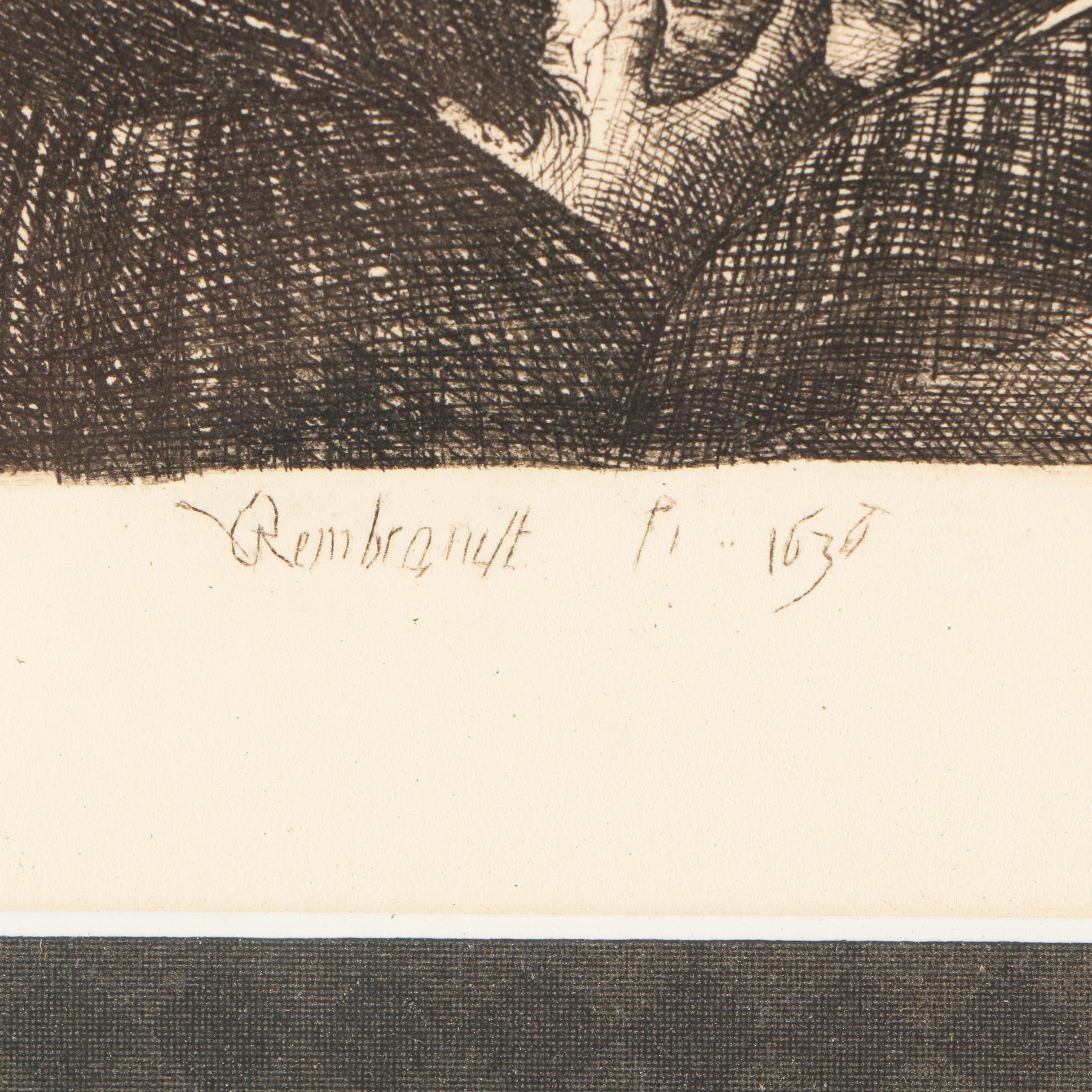 Rembrandt Restrike Etching "Christ Before Pilate"