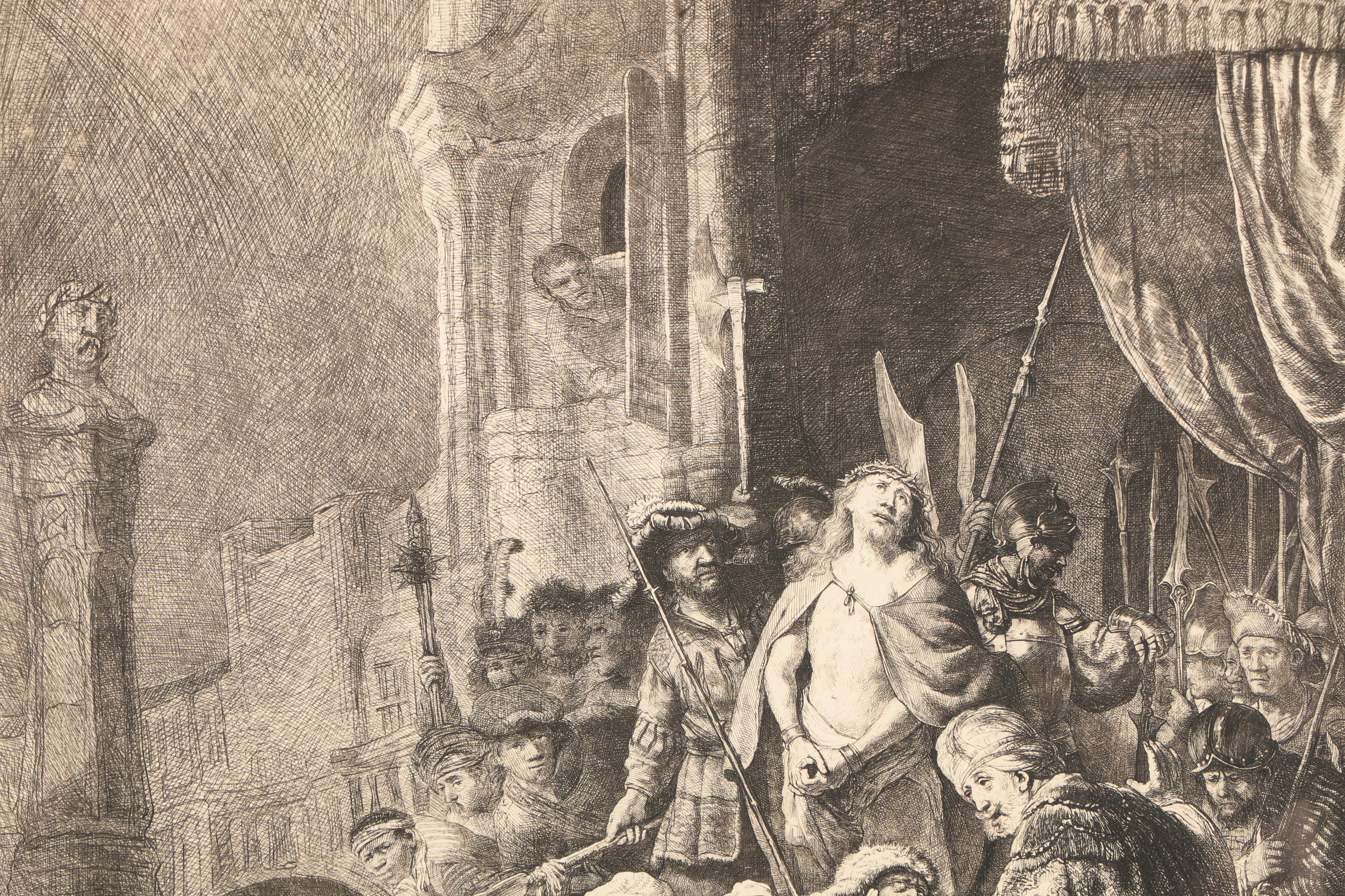 Rembrandt Restrike Etching "Christ Before Pilate"