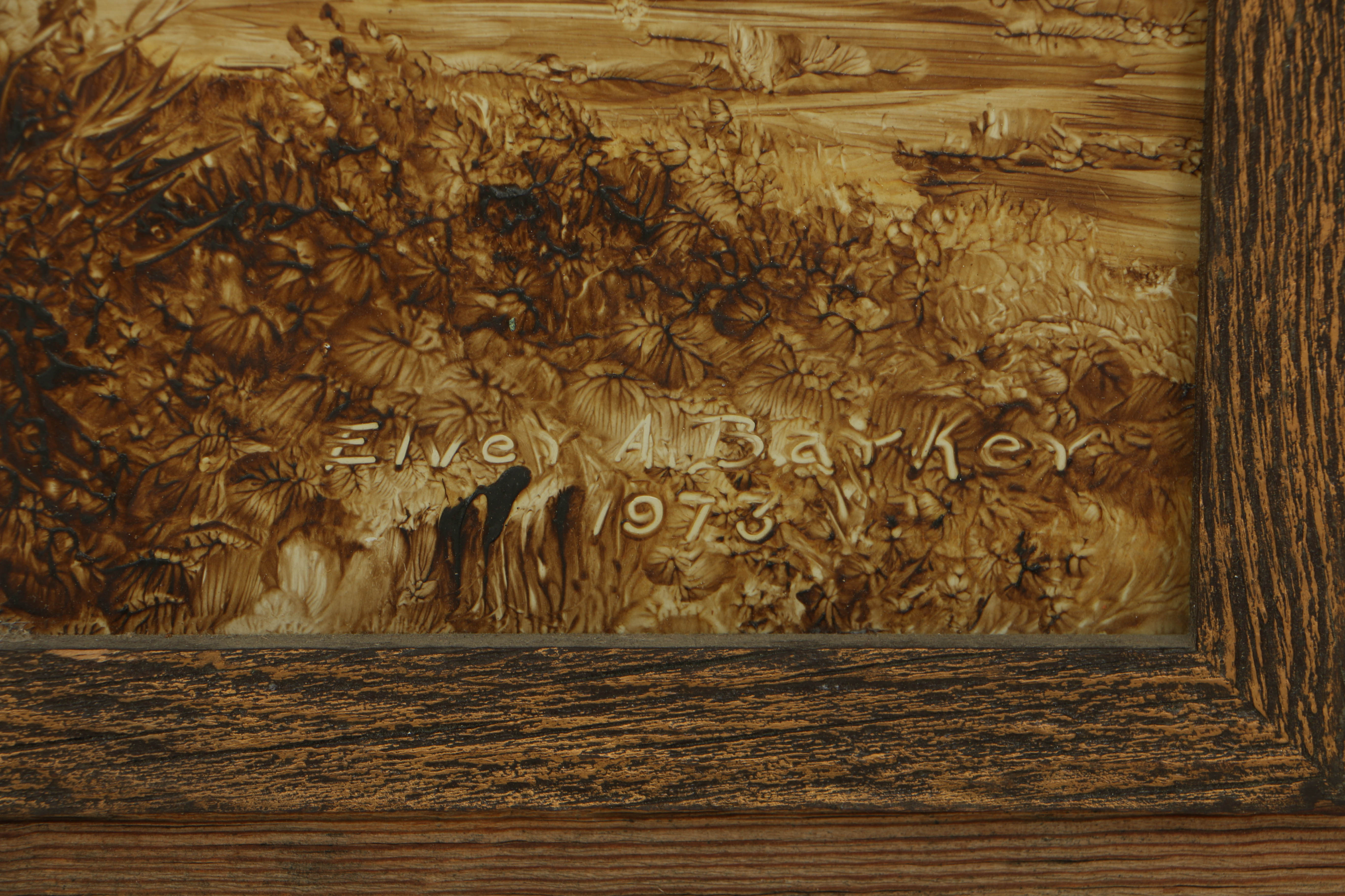 Elver Barker 1973 Transparent Oil on Board "Gnarled Cedar"