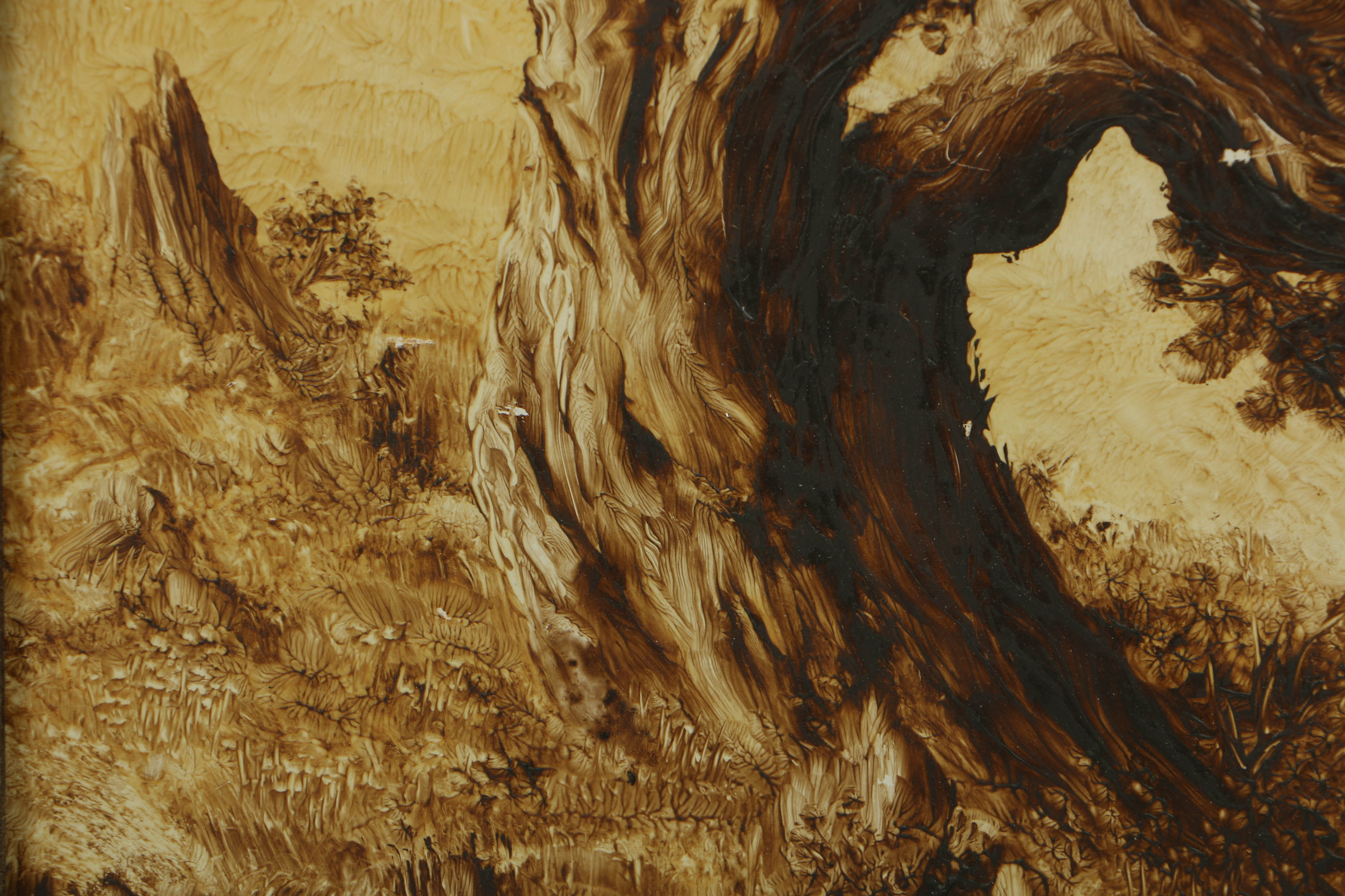 Elver Barker 1973 Transparent Oil on Board "Gnarled Cedar"