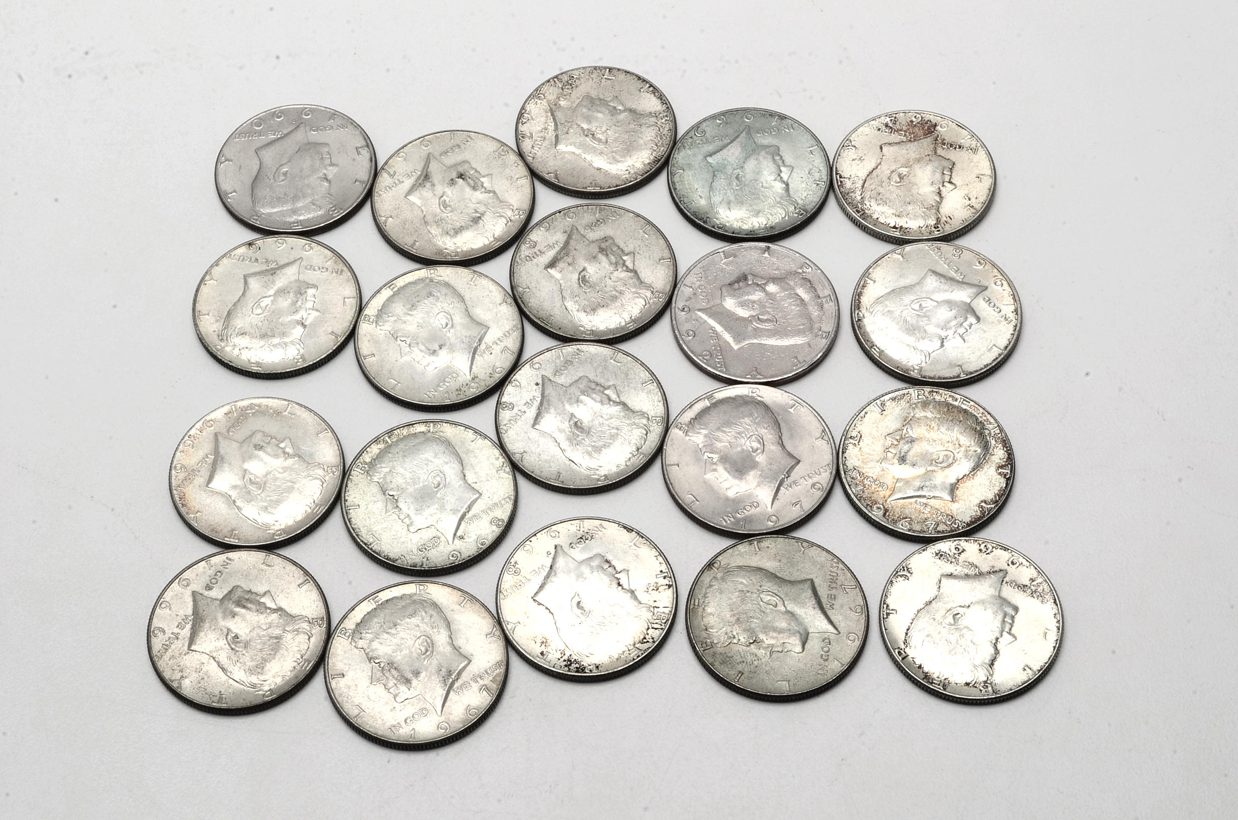 Collection of JFK Half-Dollar Coins Including Silver and Silver Clad