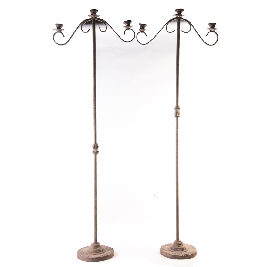 Weathered Iron Floor Candle Stands