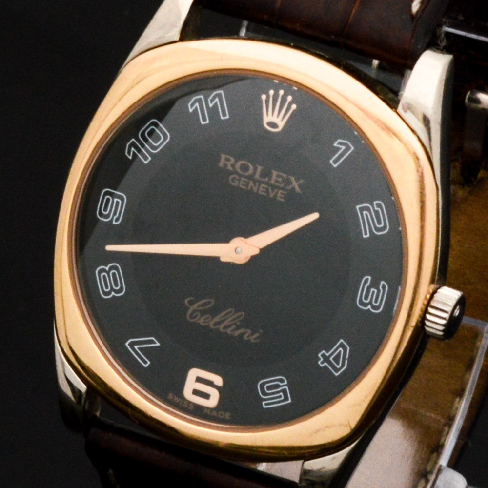 Rolex 18K Bi-Color Gold Cellini Watch with Crocodile Leather Band
