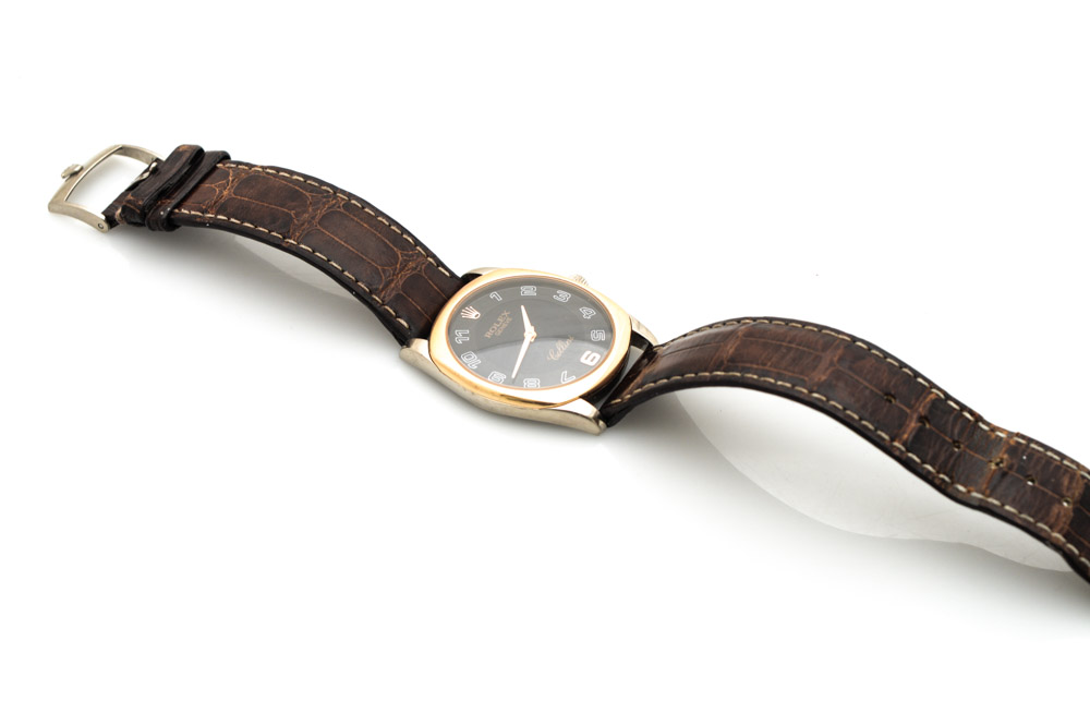 Rolex 18K Bi-Color Gold Cellini Watch with Crocodile Leather Band