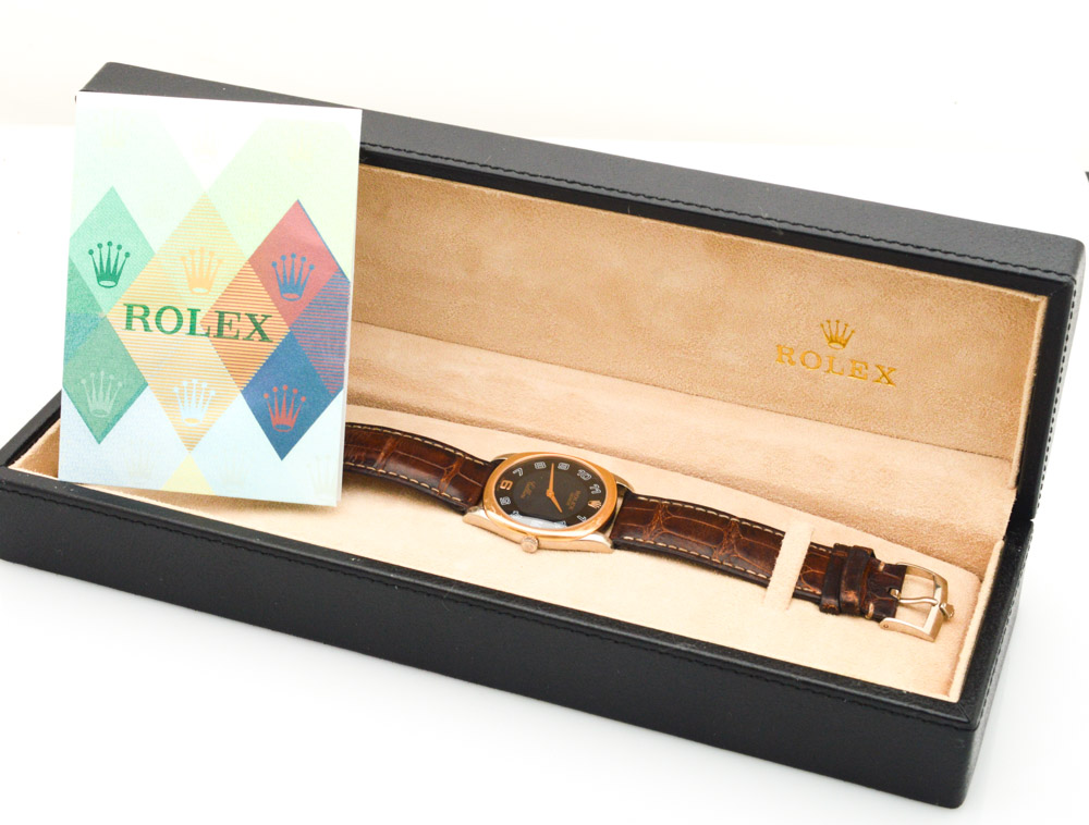 Rolex 18K Bi-Color Gold Cellini Watch with Crocodile Leather Band