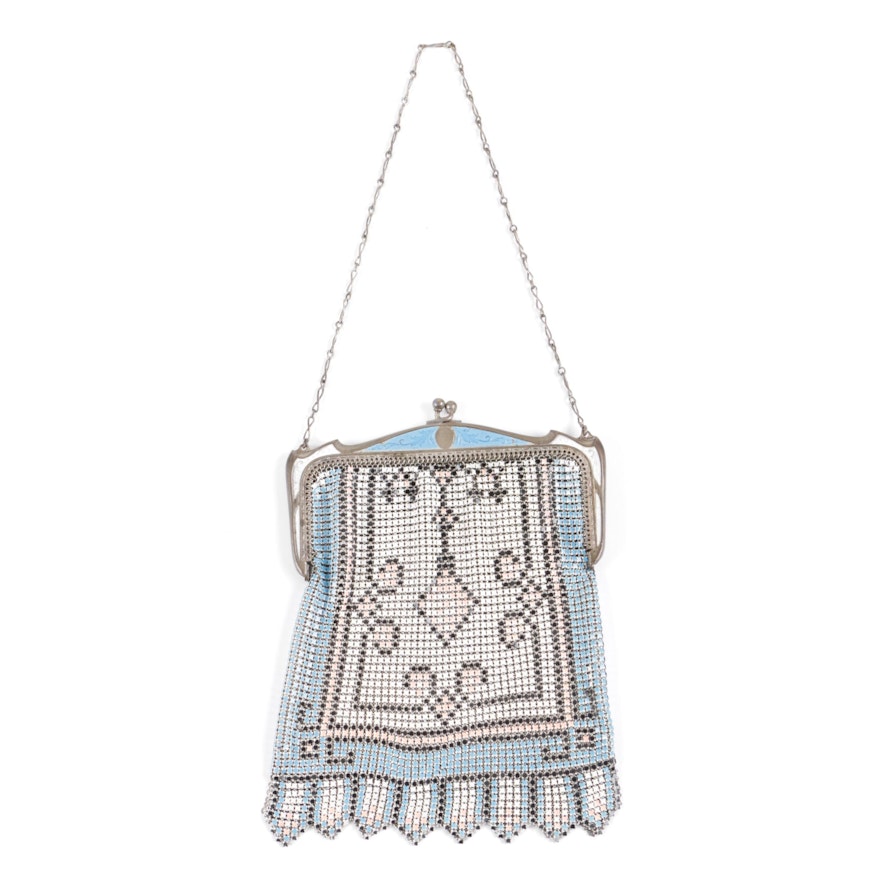 Circa 1920s Enamel Mesh Handbag