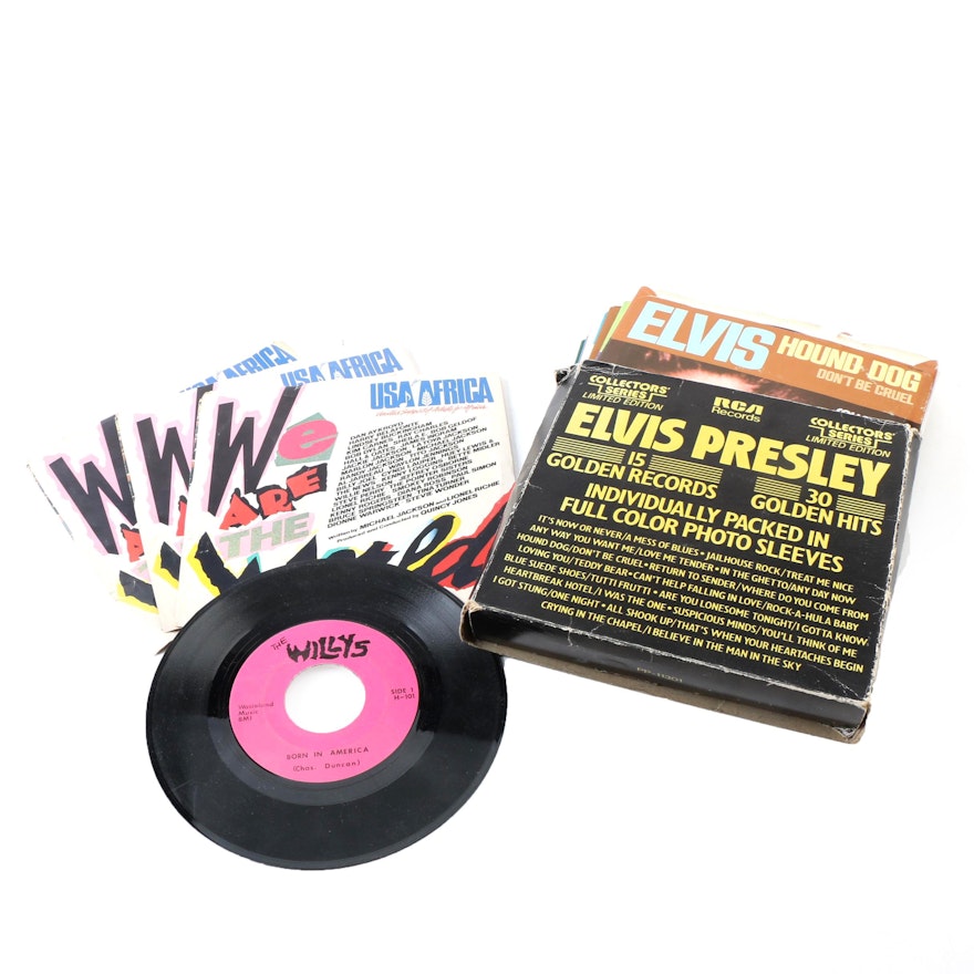 Elvis Presley, USA For Africa "We Are The World" and More 45 rpm Records