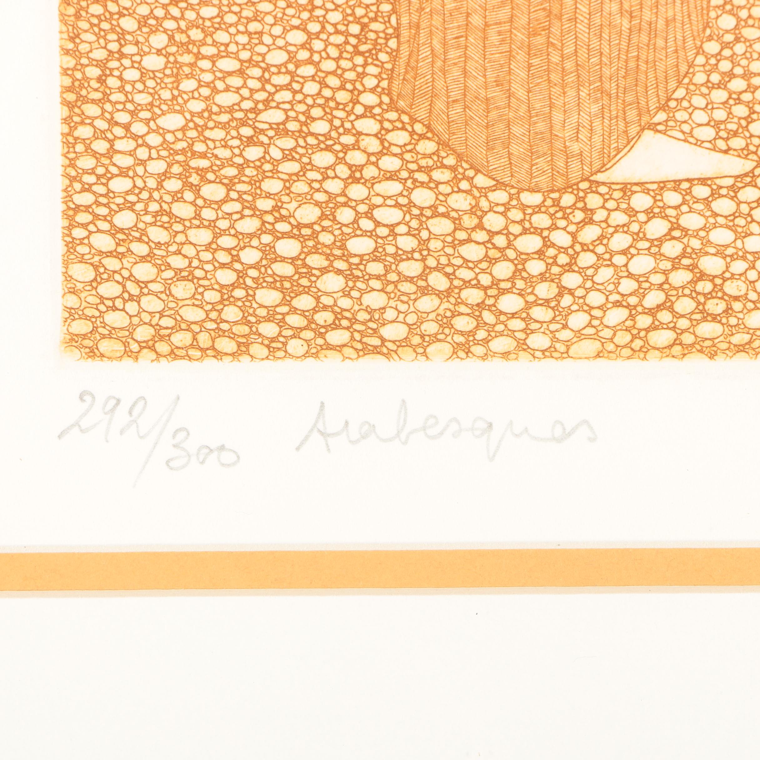 Guillaume Azoulay Etching "The Gathering Arabasque"