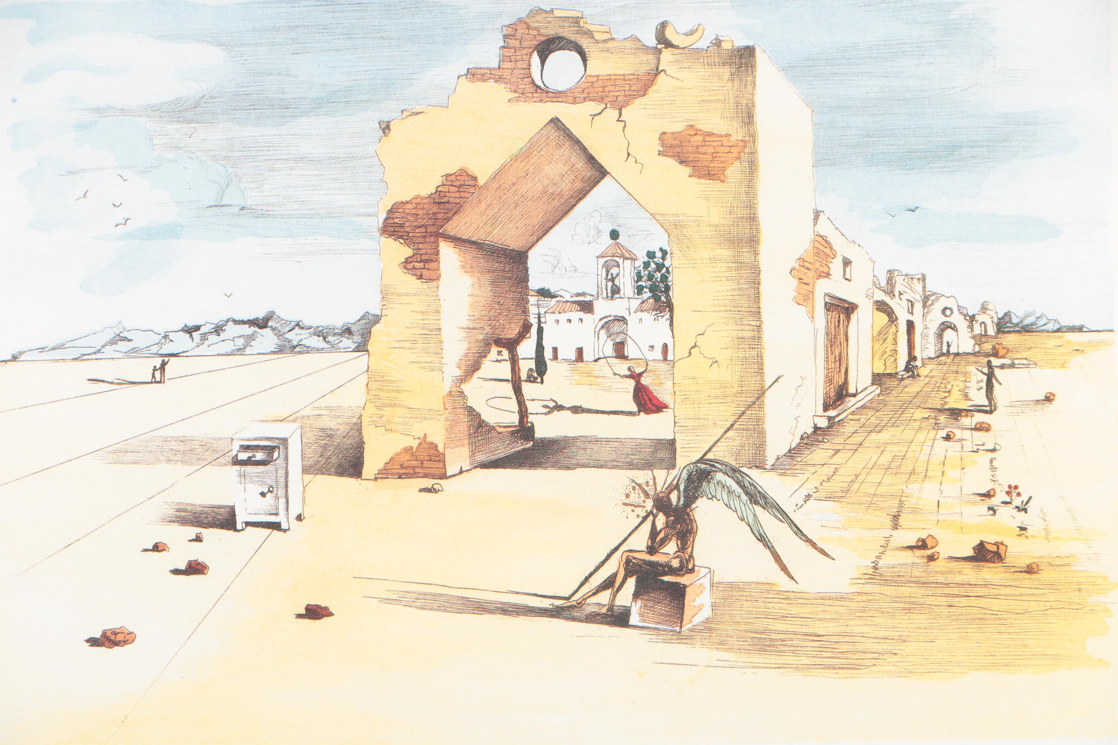 Limited Edition Offset Lithograph After Salvador Dalí "Paranoiac Village"