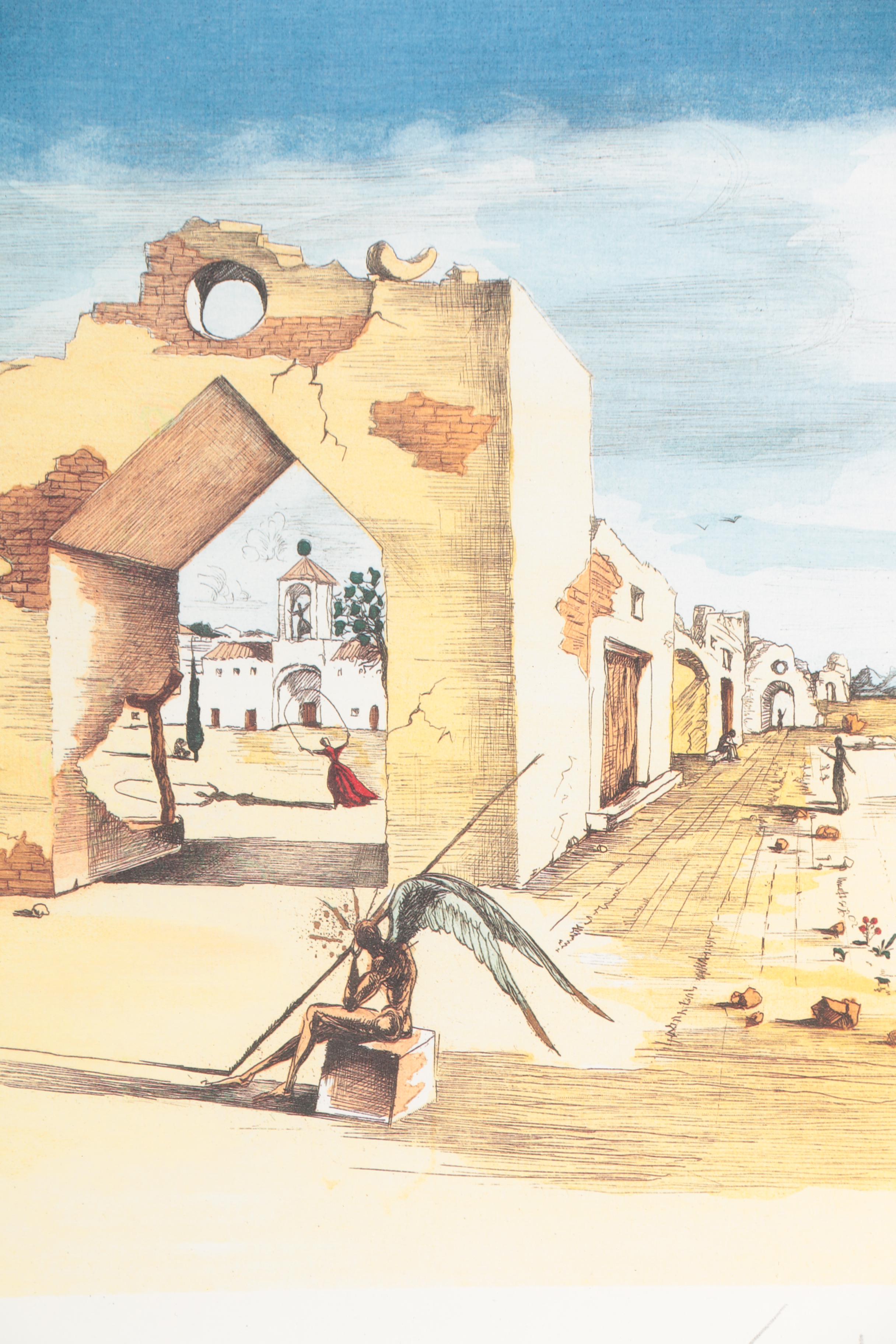Limited Edition Offset Lithograph After Salvador Dalí "Paranoiac Village"