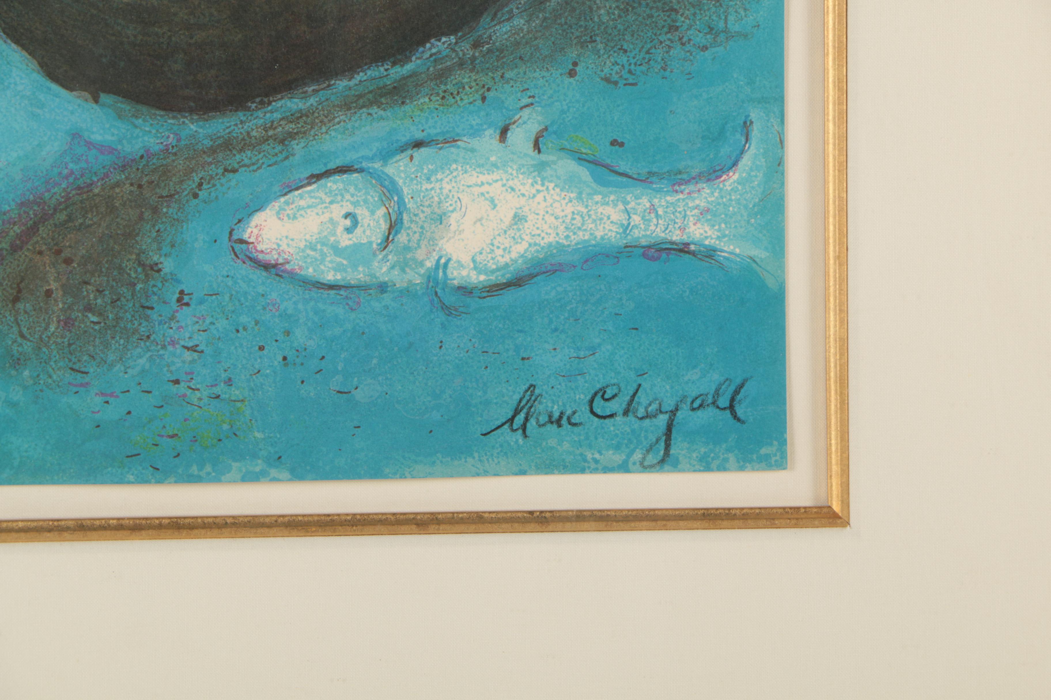 Offset Lithograph After Marc Chagall "Big Blue Fish"