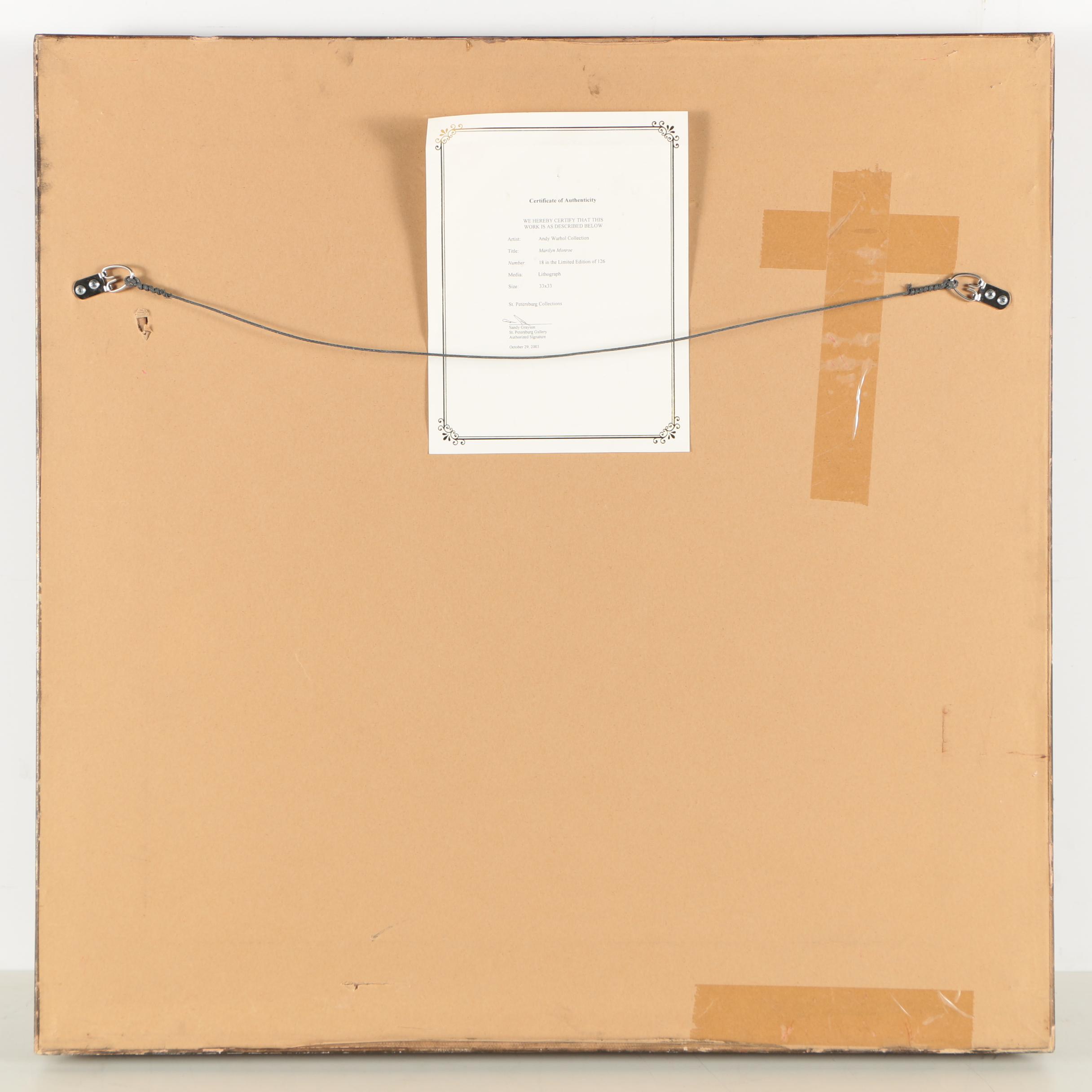 Limited Edition Offset Lithograph After Andy Warhol's "Marilyn Monroe"