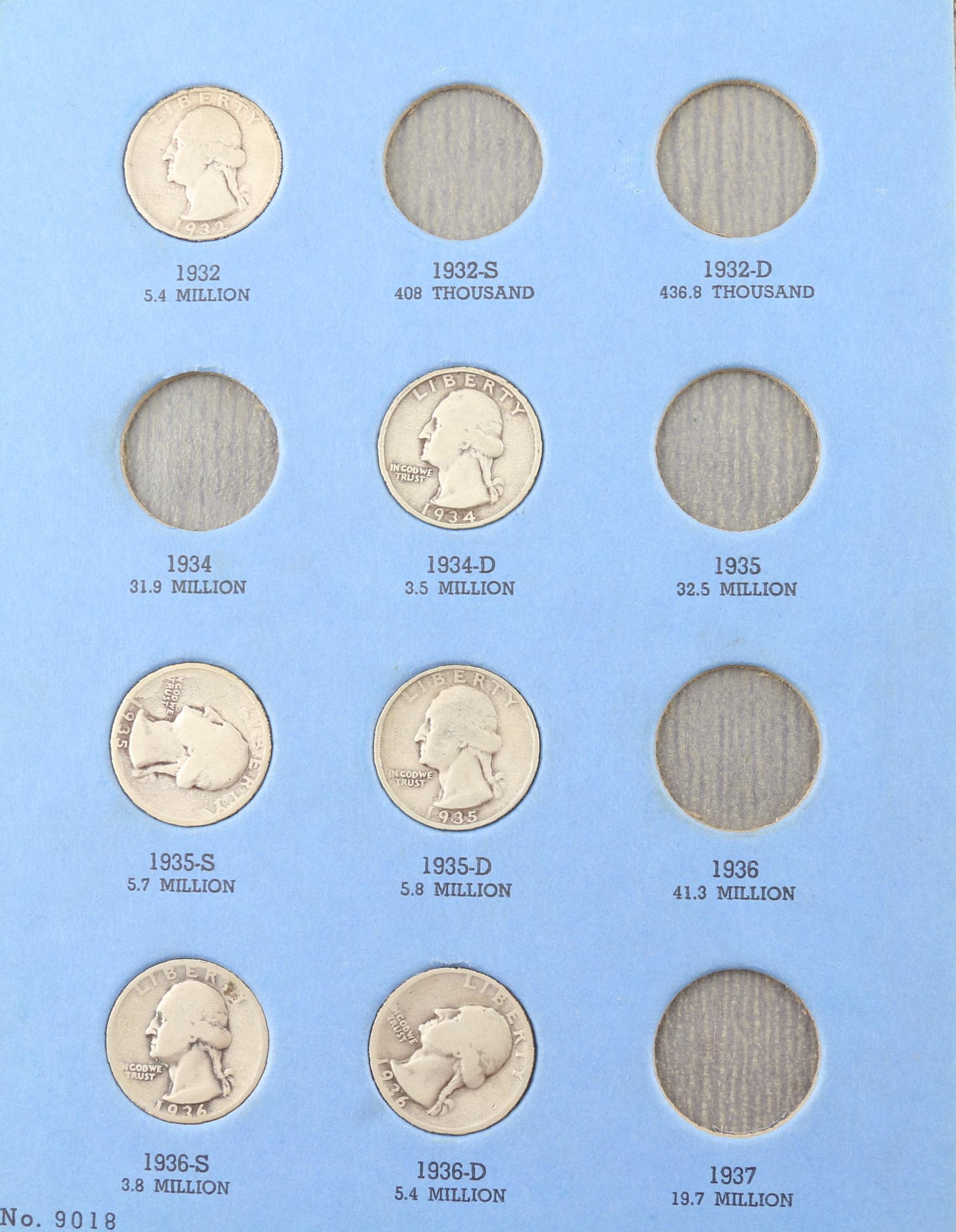 Group of 16 George Washington Silver Quarters in a Whitman Coin Folder