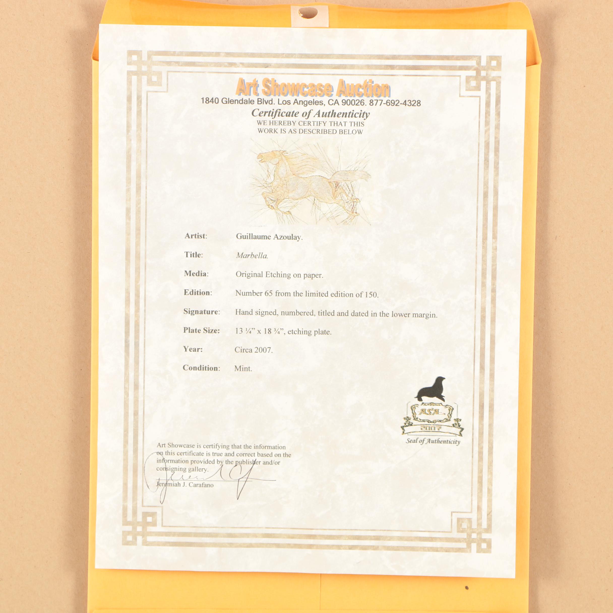 Guillaume Azoulay Etching "Marbella"