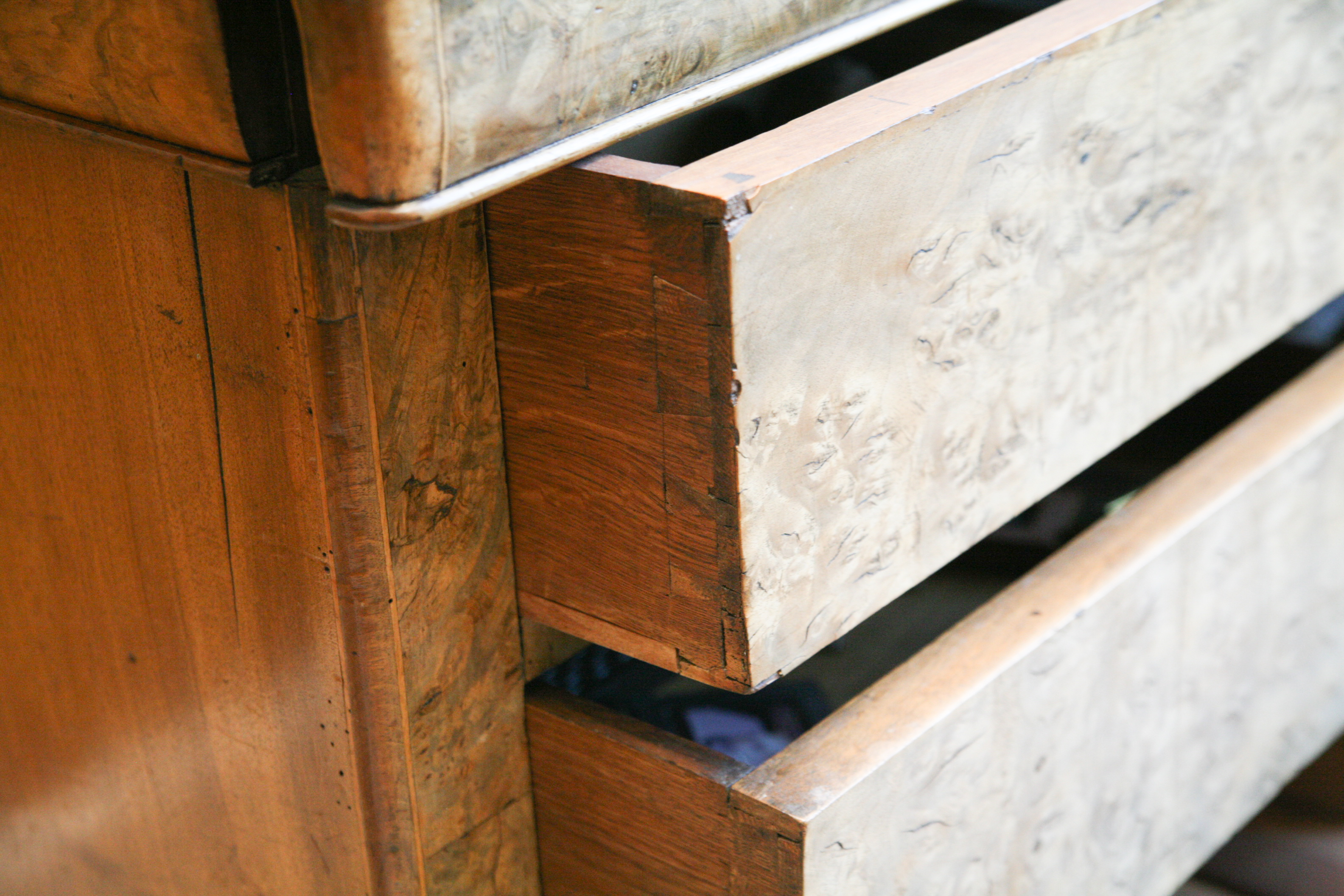 Antique Louis Philippe Burr Elm Commode with (Later) Black Granite Top