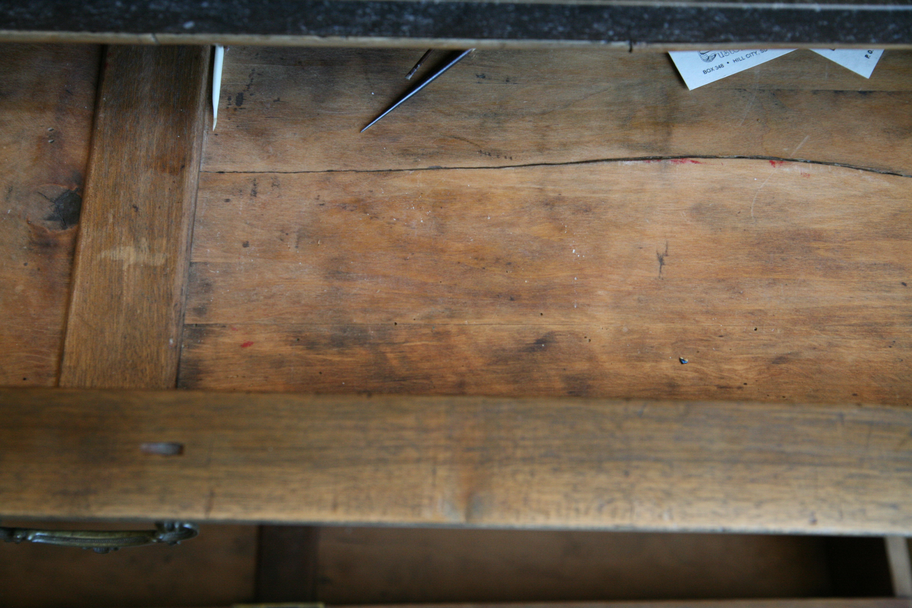 Antique Louis Philippe Burr Elm Commode with (Later) Black Granite Top