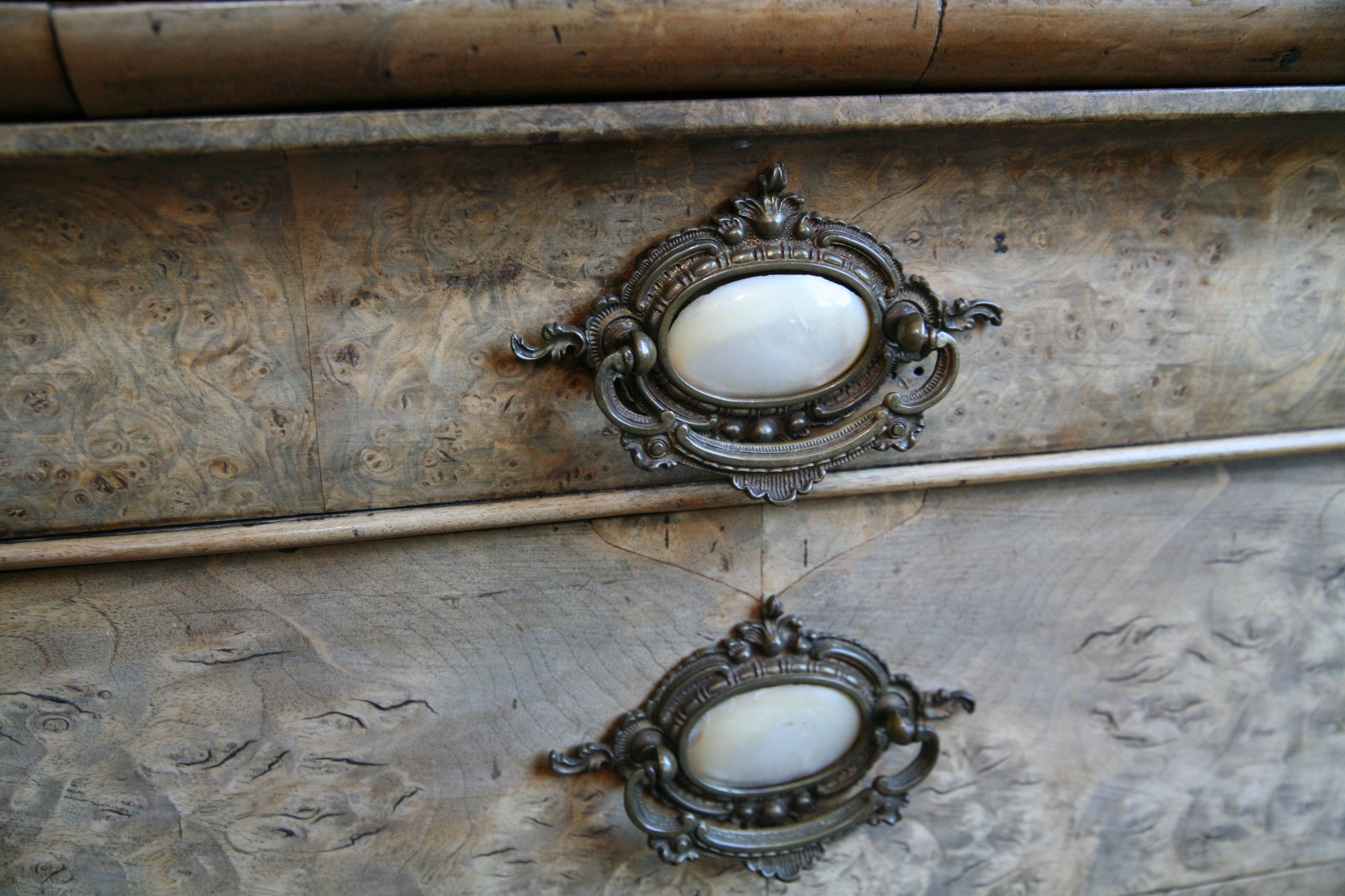 Antique Louis Philippe Burr Elm Commode with (Later) Black Granite Top