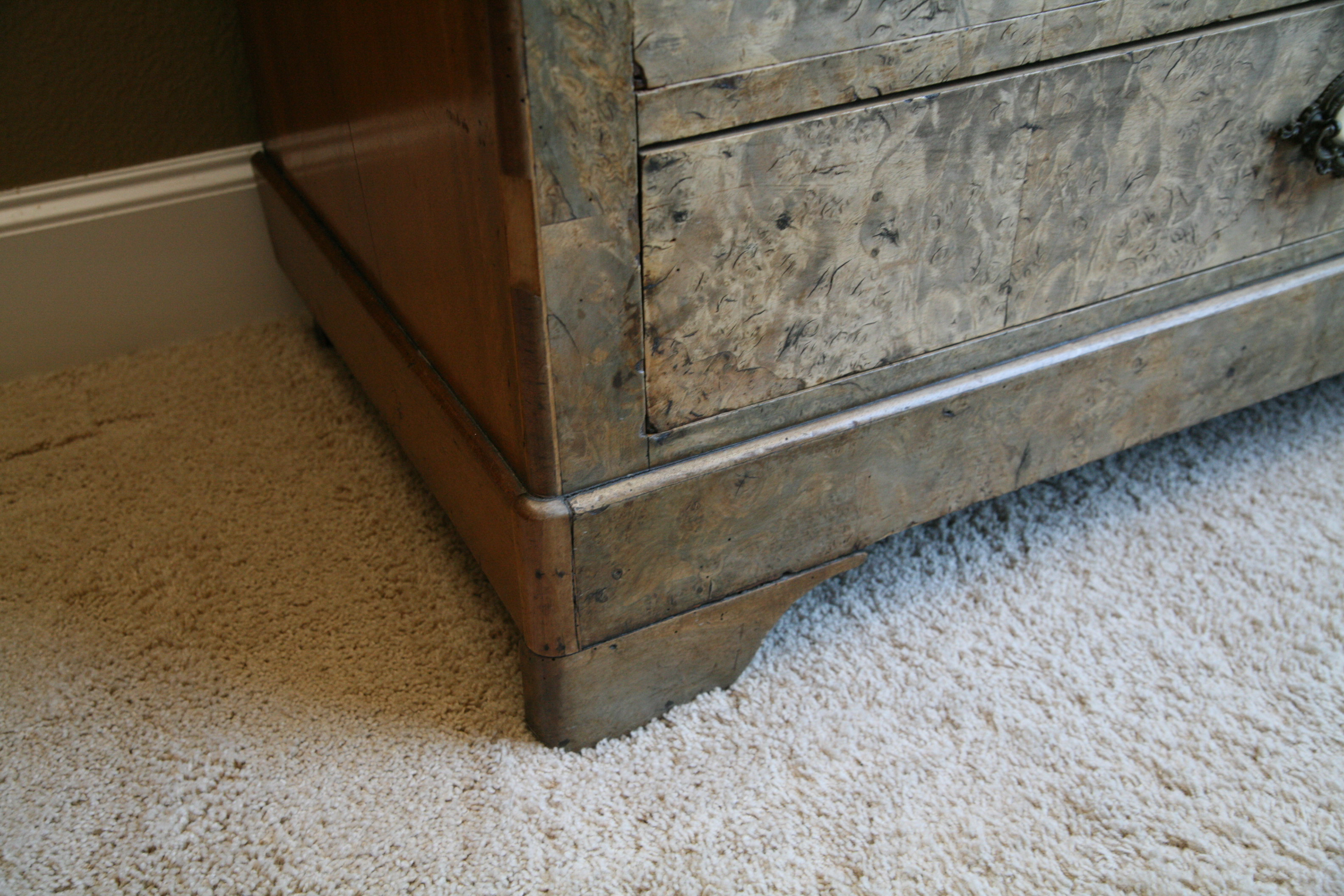 Antique Louis Philippe Burr Elm Commode with (Later) Black Granite Top