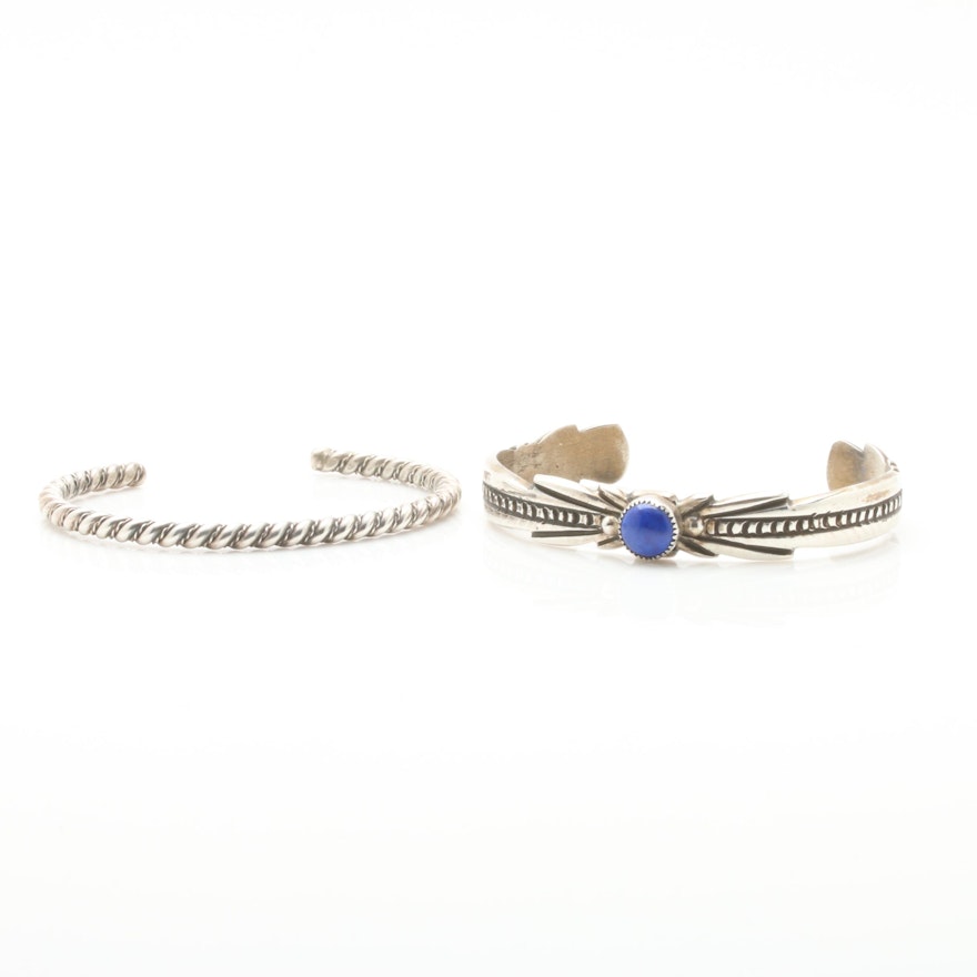 Sterling Silver Cuff Bracelet Selection with Dyed Lapis Lazuli