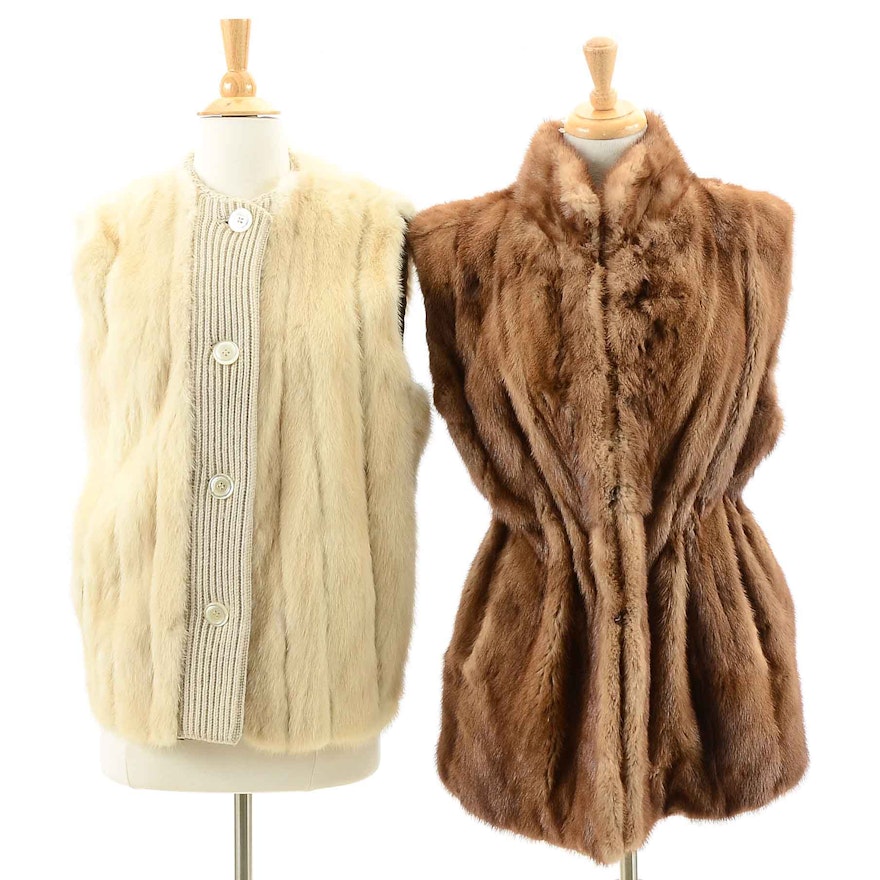 Vintage Brown and Blonde Mink Fur Vests