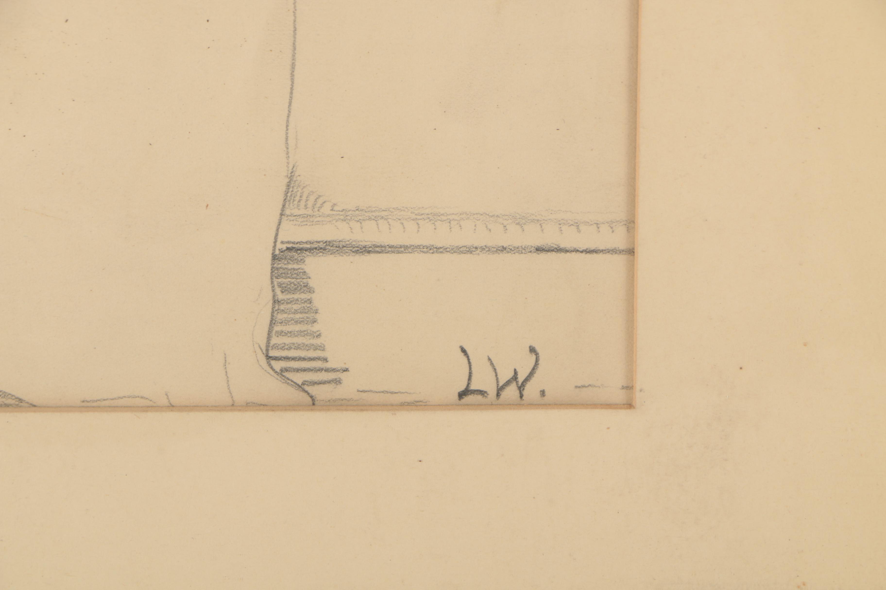 Louise Wheelwright Damon Mid Century Drawing of Female Figure "Pencil Drawing"