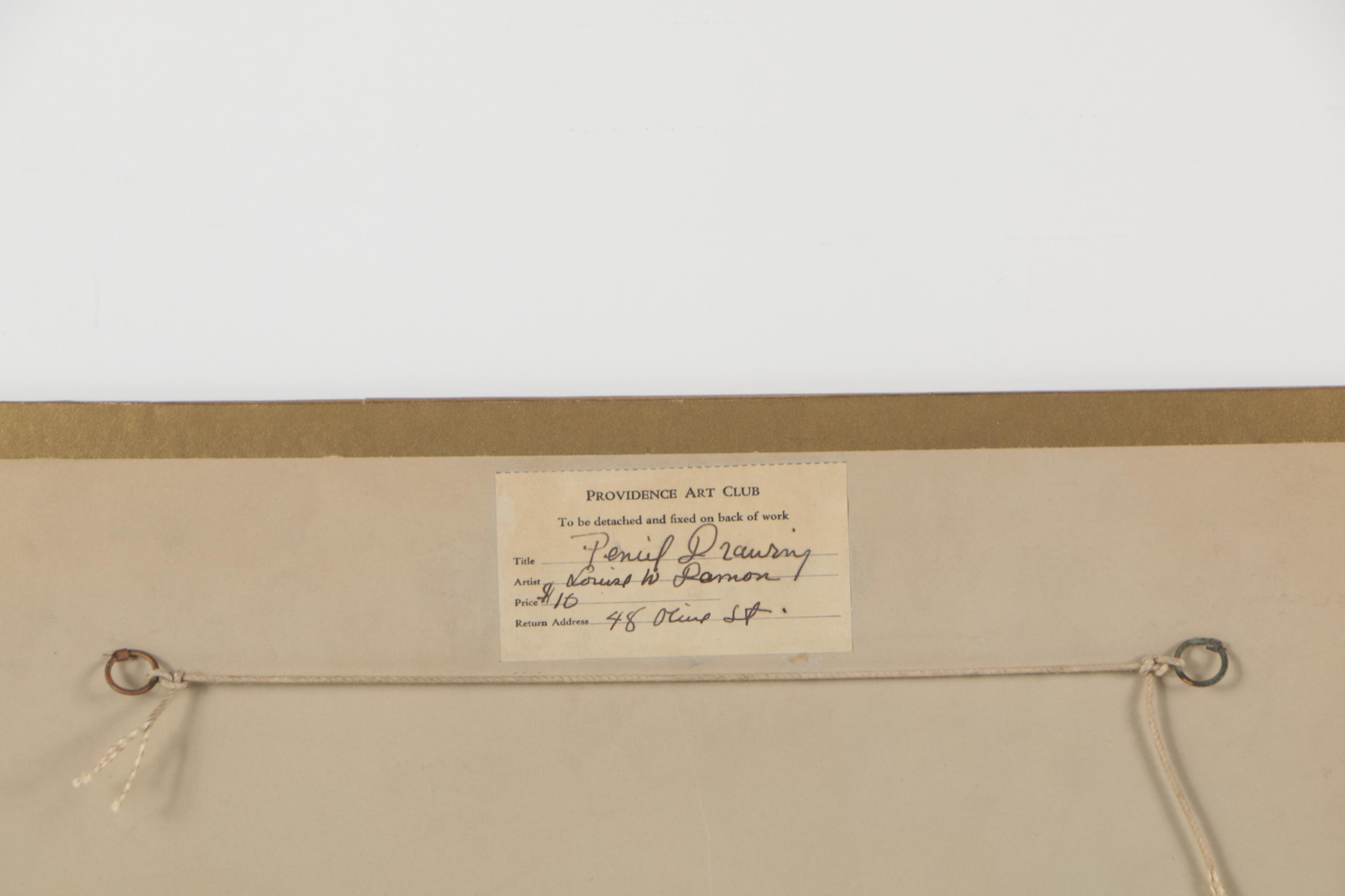 Louise Wheelwright Damon Mid Century Drawing of Female Figure "Pencil Drawing"