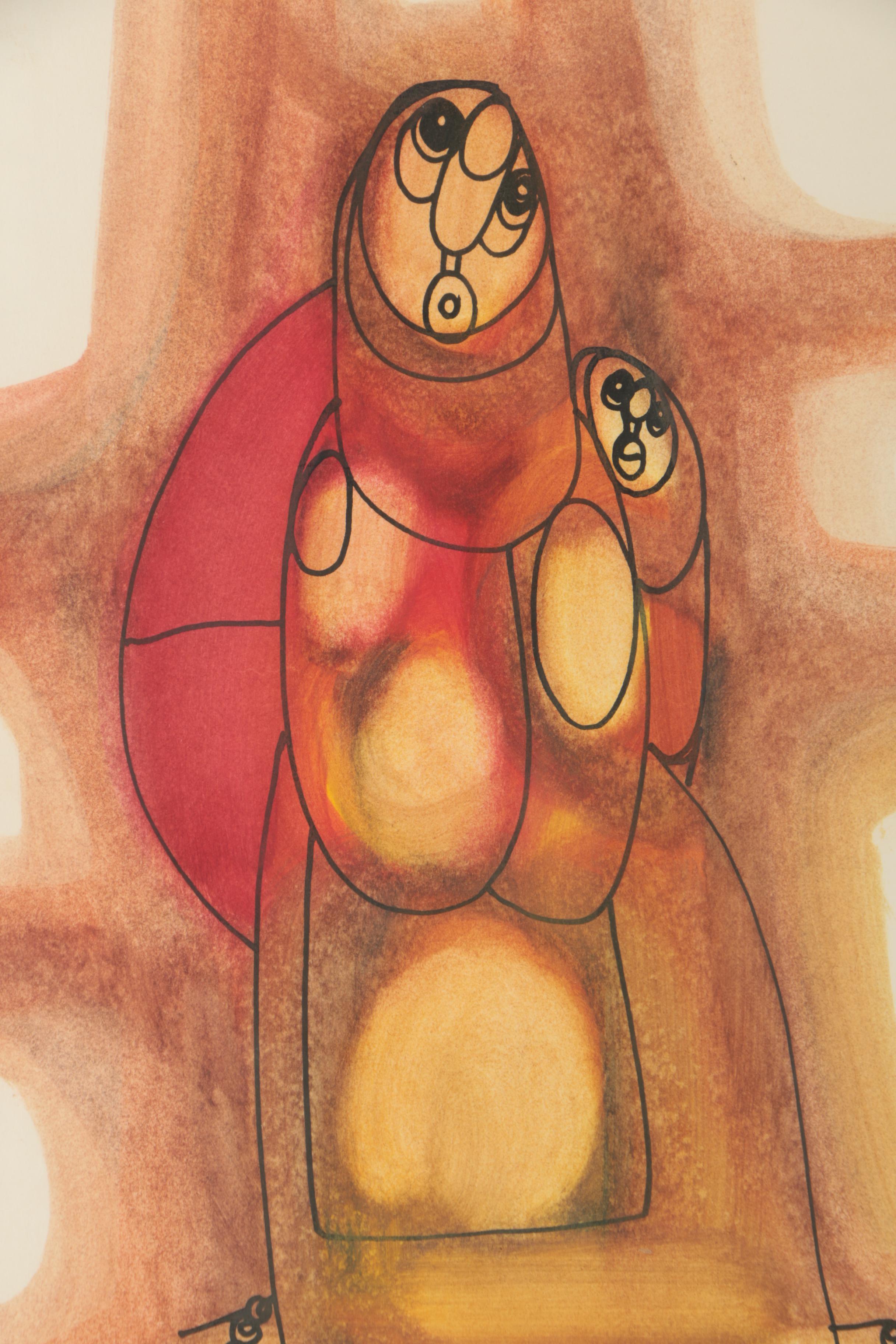 Hargreaves Ntukwana Ink and Watercolor Painting