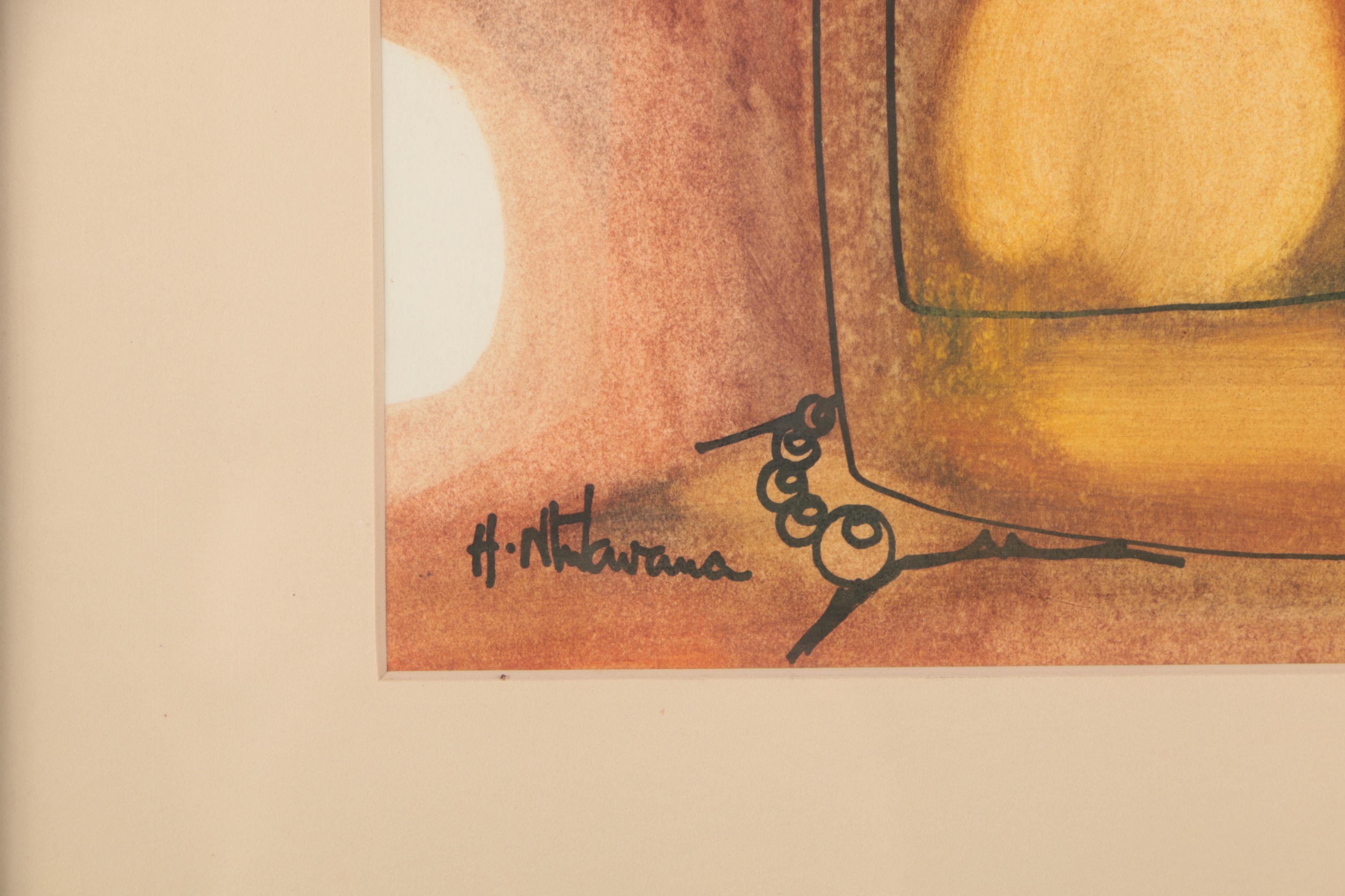 Hargreaves Ntukwana Ink and Watercolor Painting