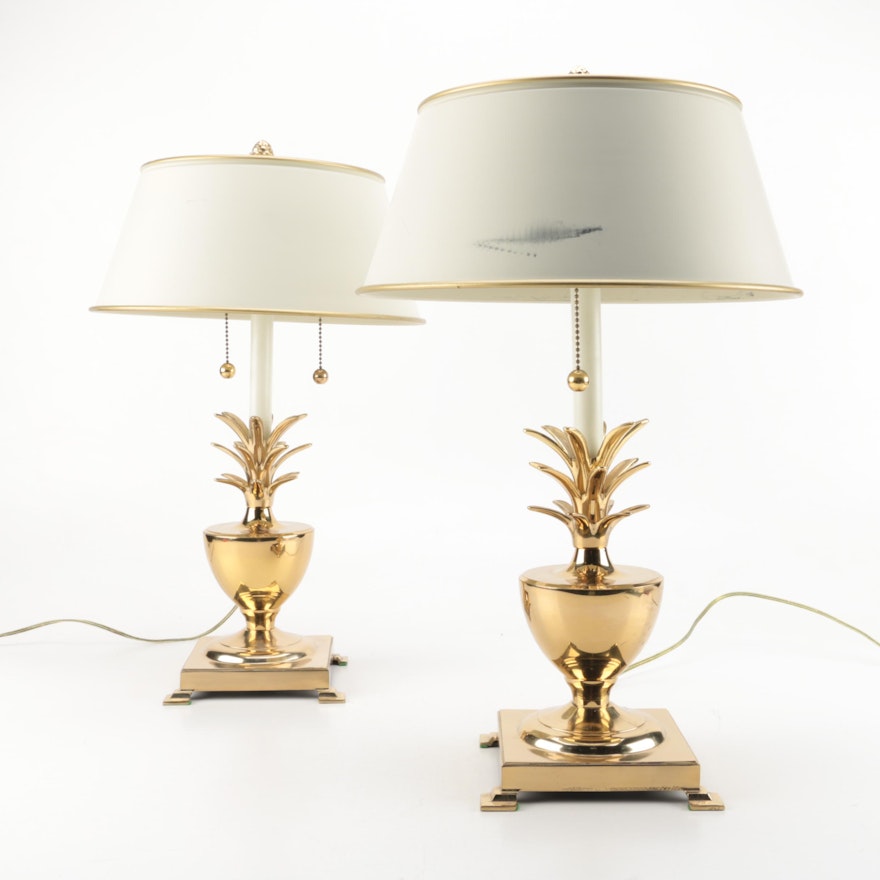 Pair of Brass Pineapple Table Lamps