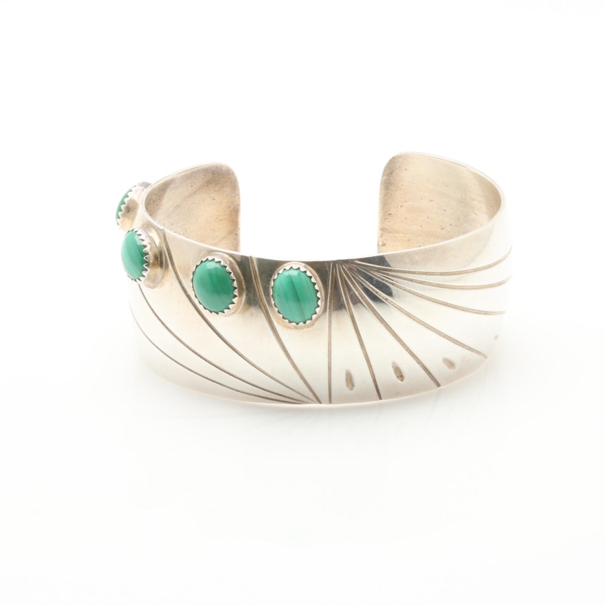 Sterling Silver Malachite Cuff Bracelet