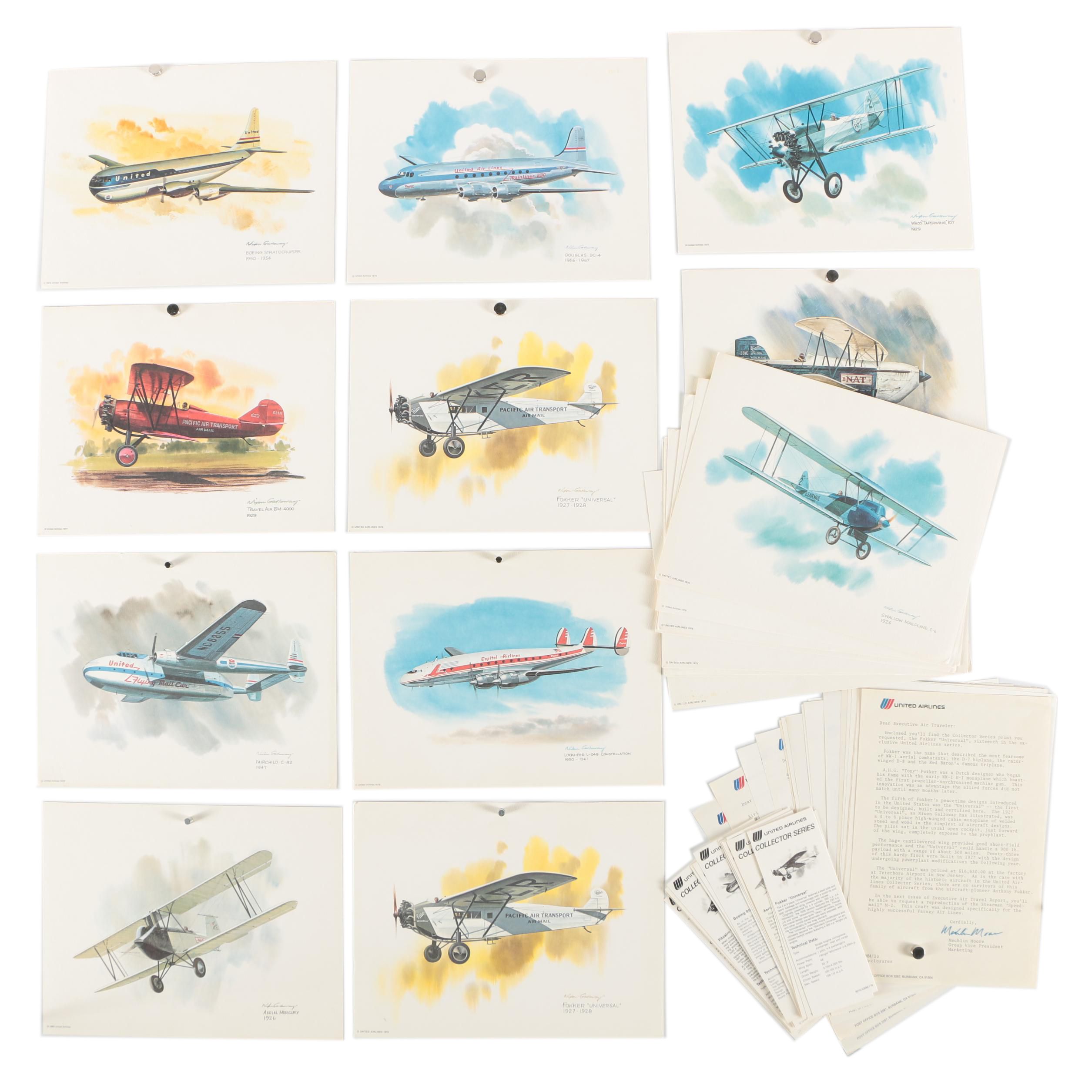 Vintage Offset Lithographic Prints from United Airlines "Collector Series"
