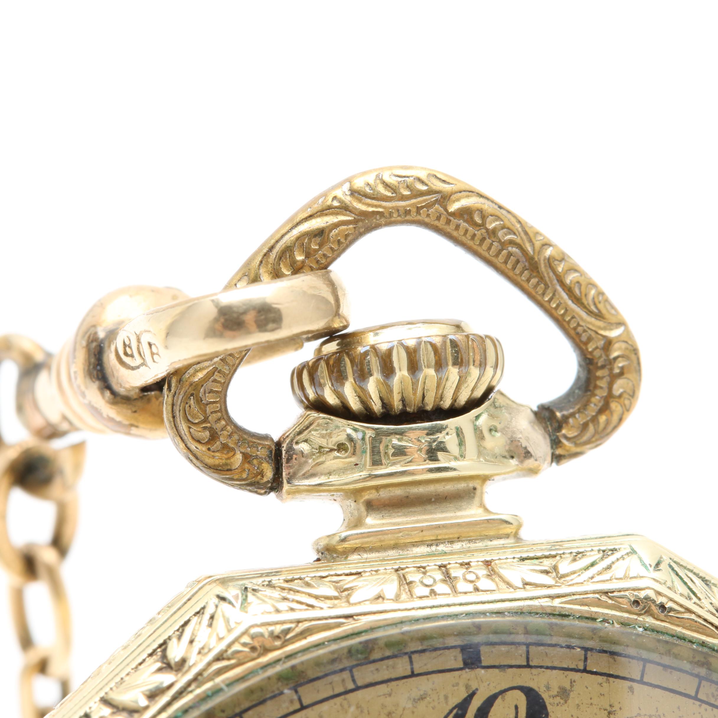 Hamilton 14K Gold Filled Open Face Pocket Watch