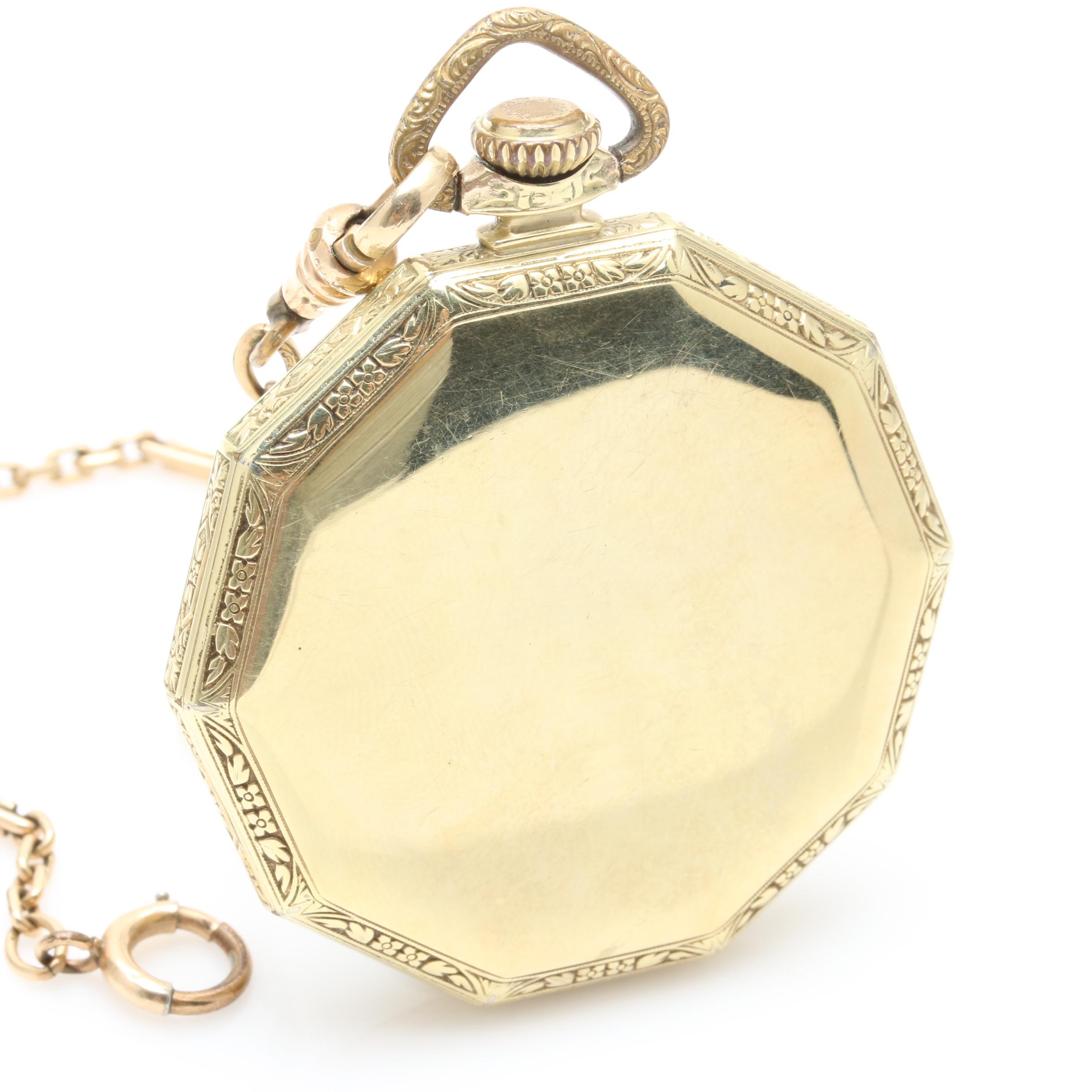 Hamilton 14K Gold Filled Open Face Pocket Watch