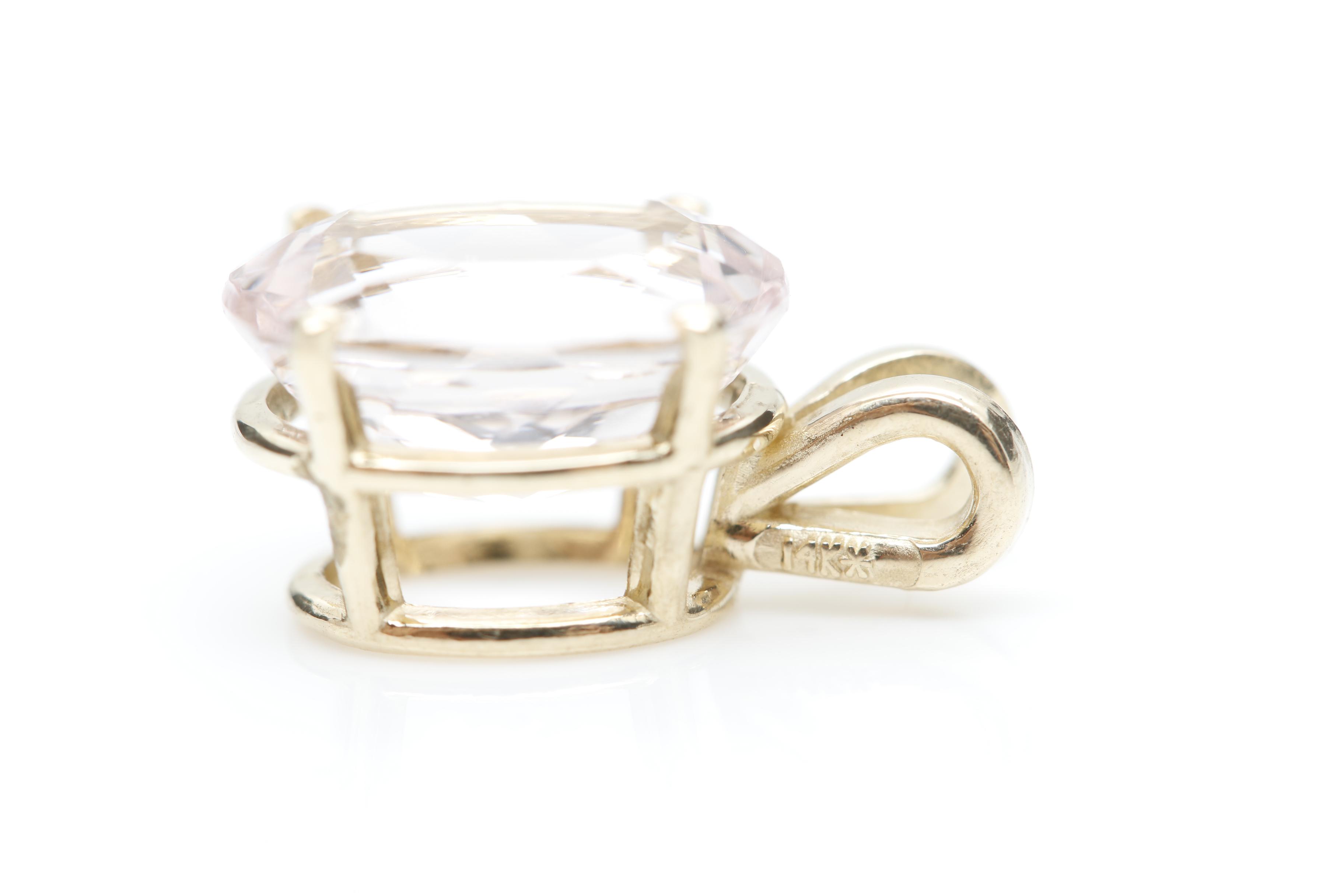 14K Gold Blue Sapphire, Morganite and Synthetic Ruby Earrings and Pendant