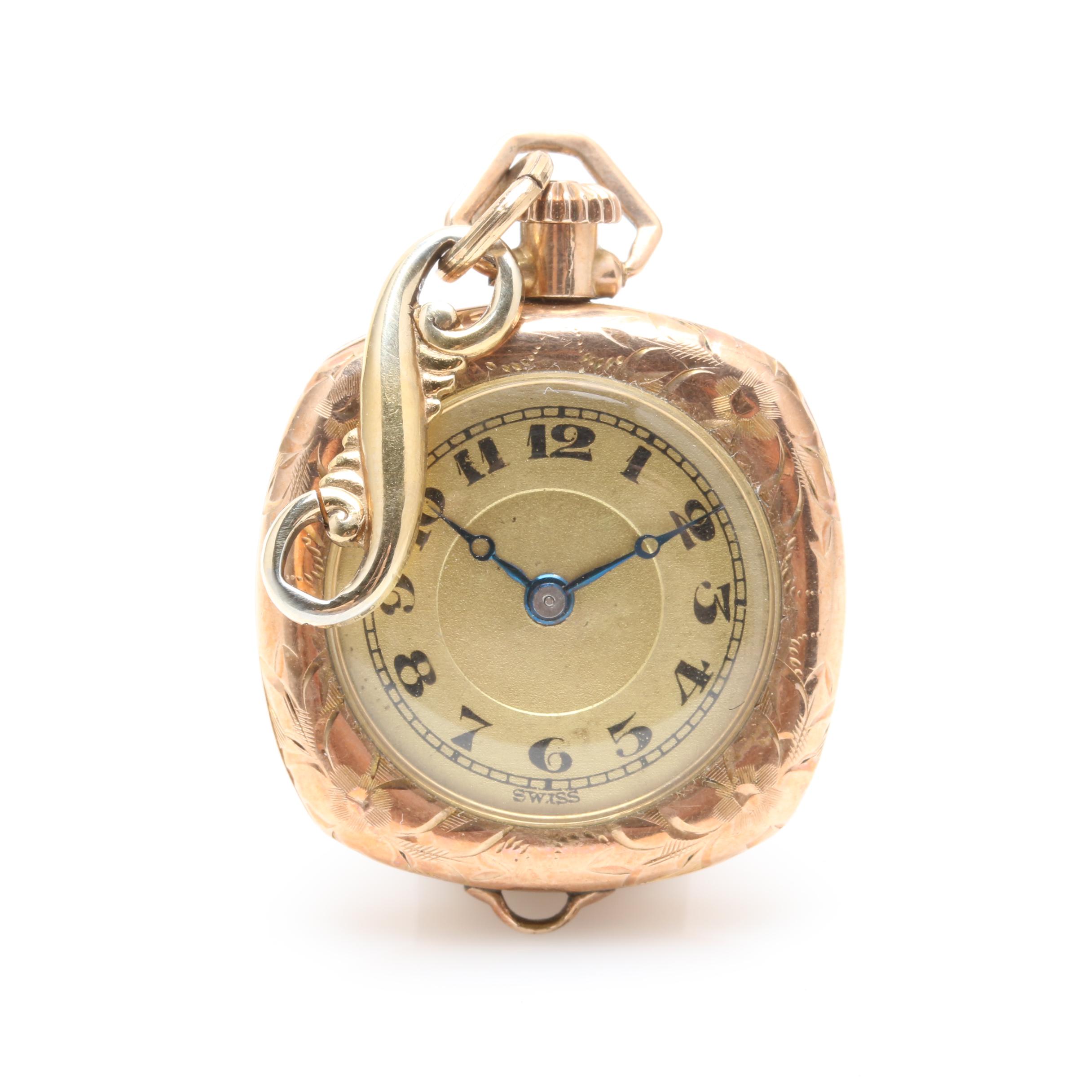 Vintage H & E Rossel Pendant Open Face Pocket Watch