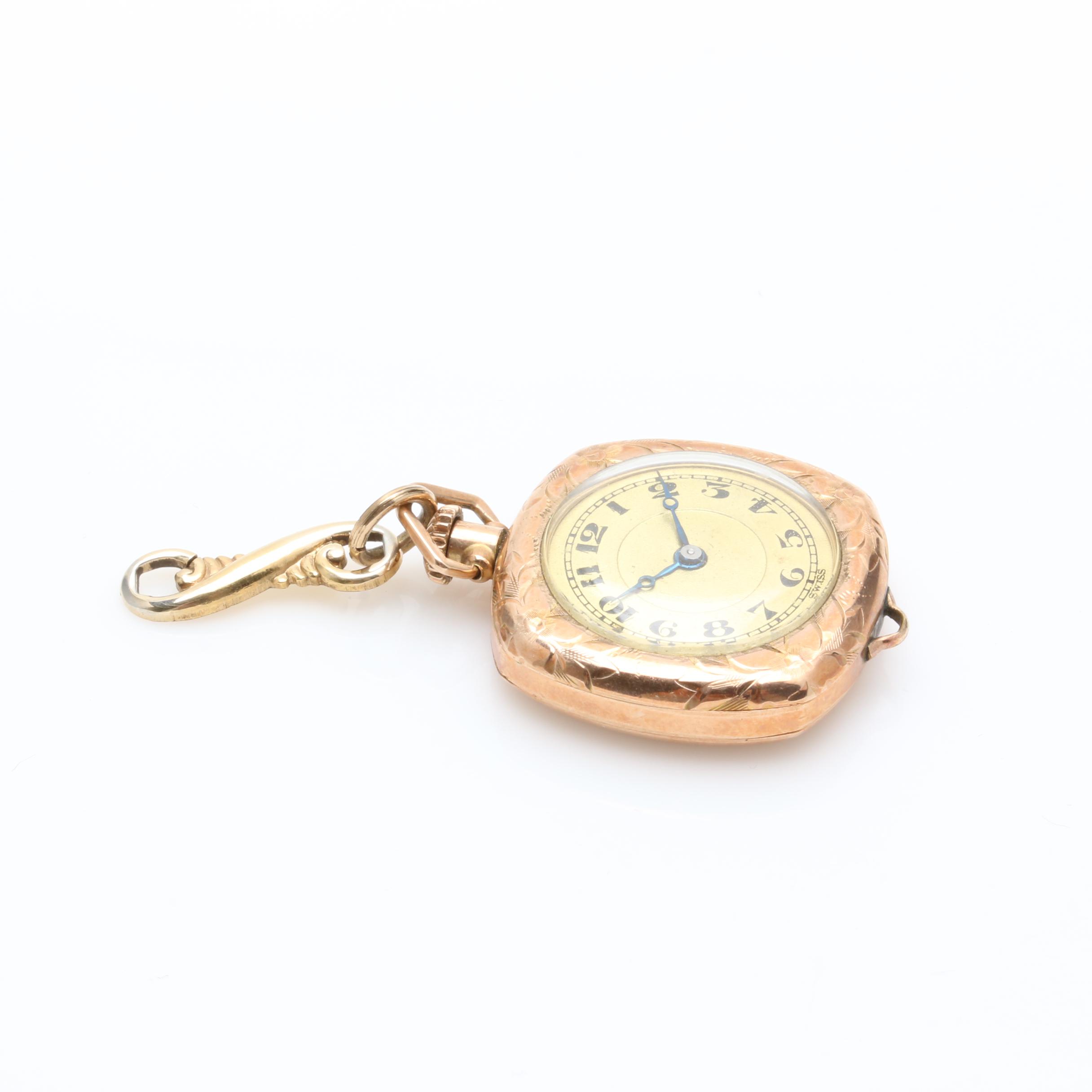 Vintage H & E Rossel Pendant Open Face Pocket Watch